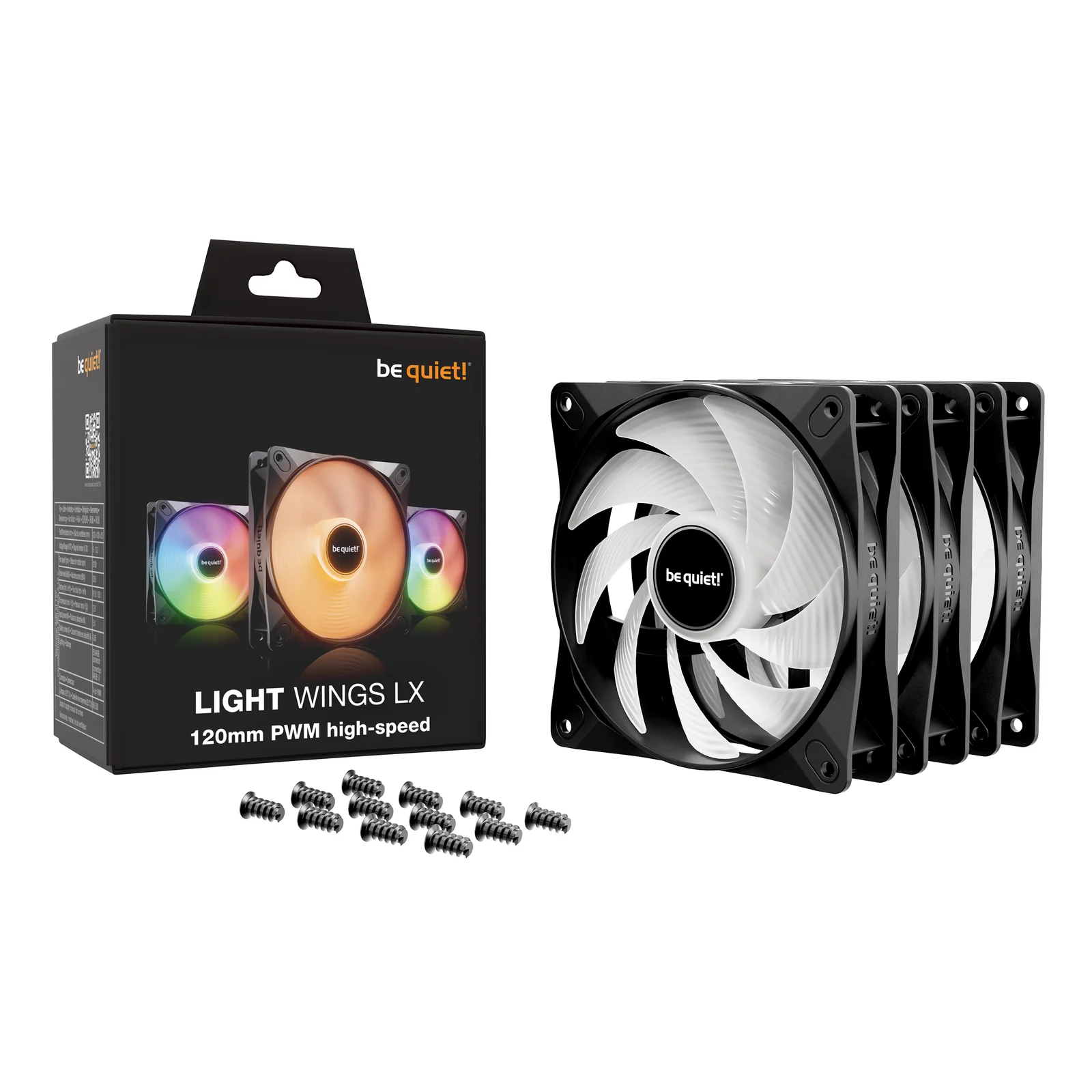 be quiet! Light Wings LX 120 mm PWM | Ventilateur PC ARGB high-speed, Pack de 3