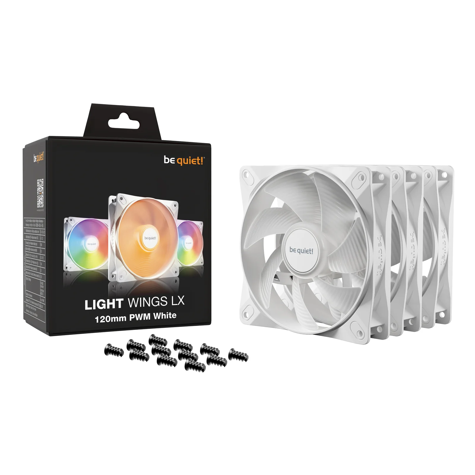 be quiet! Light Wings LX 120 mm PWM | Ventilateur PC ARGB White, Pack de 3