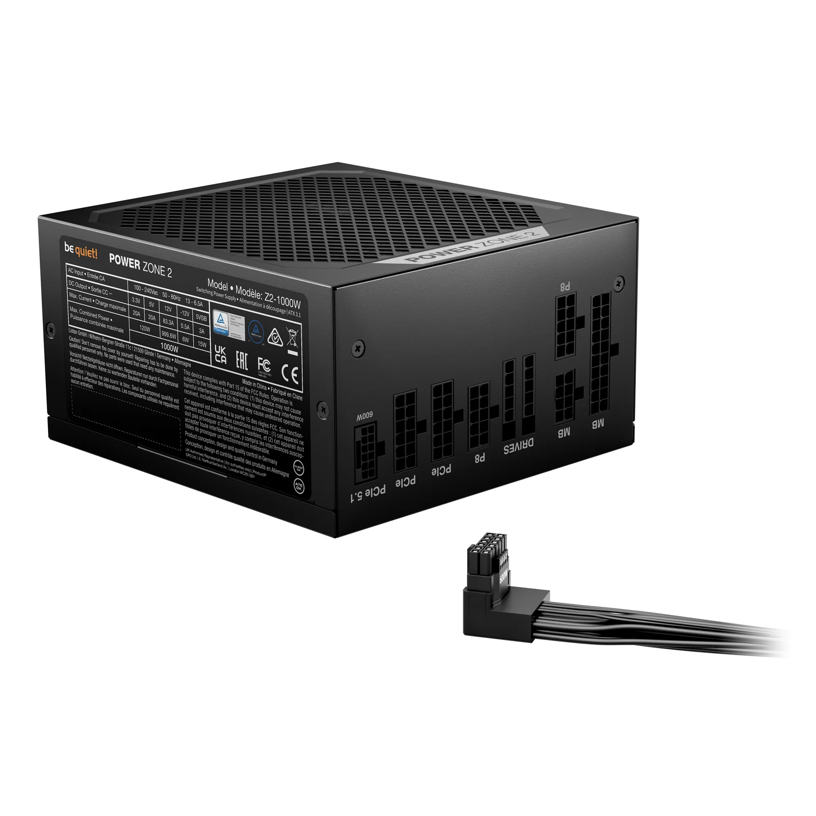 be quiet! POWER ZONE 2 1000 W | Alimentation ATX 3.1, 80 Plus Platinum
