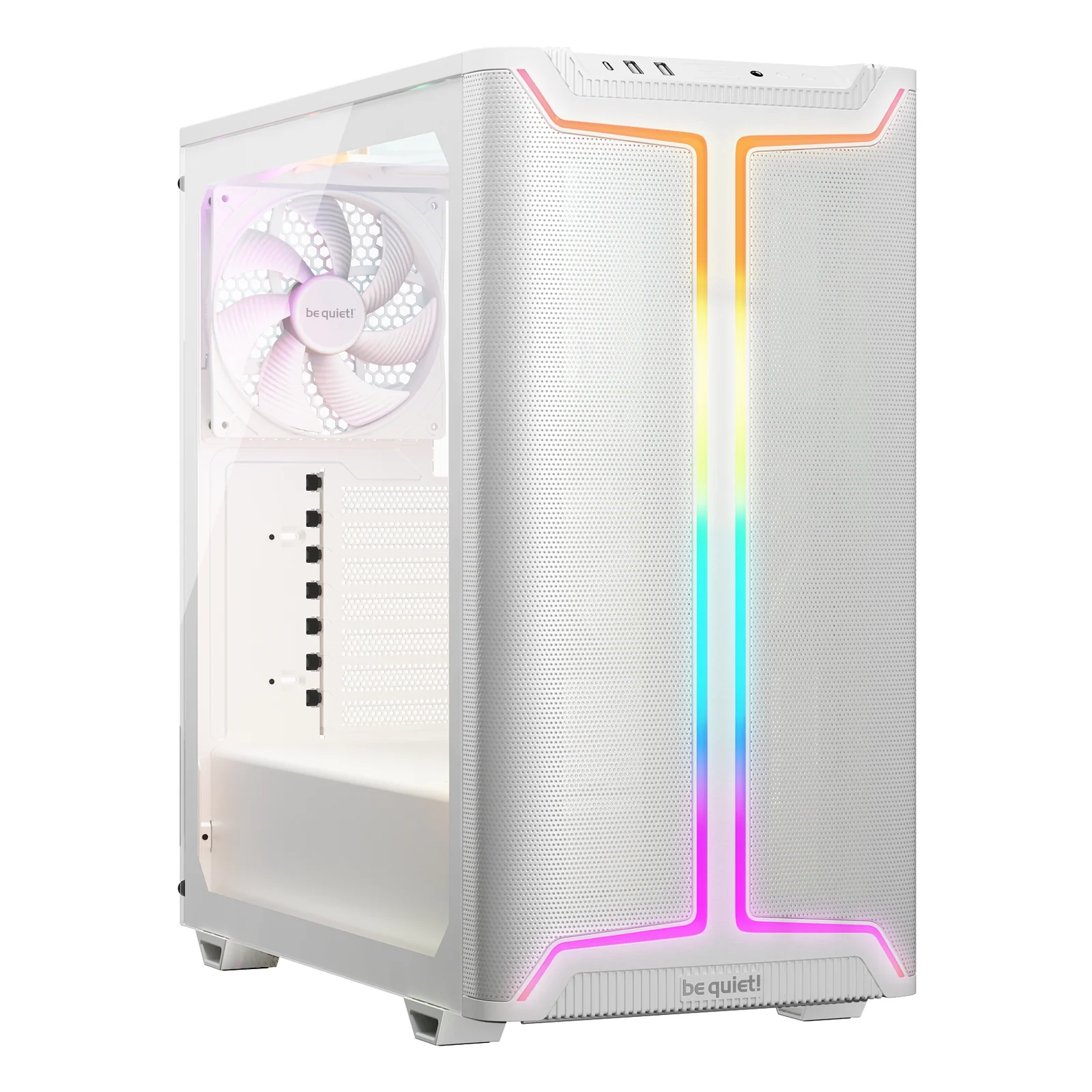 be quiet! Pure Base 501 Blanc | Boîtier PC vitré, Mini ATX / Micro ATX / ATX, 3 ventilateurs Pure Wings 3 140 mm PWM, bande ARGB