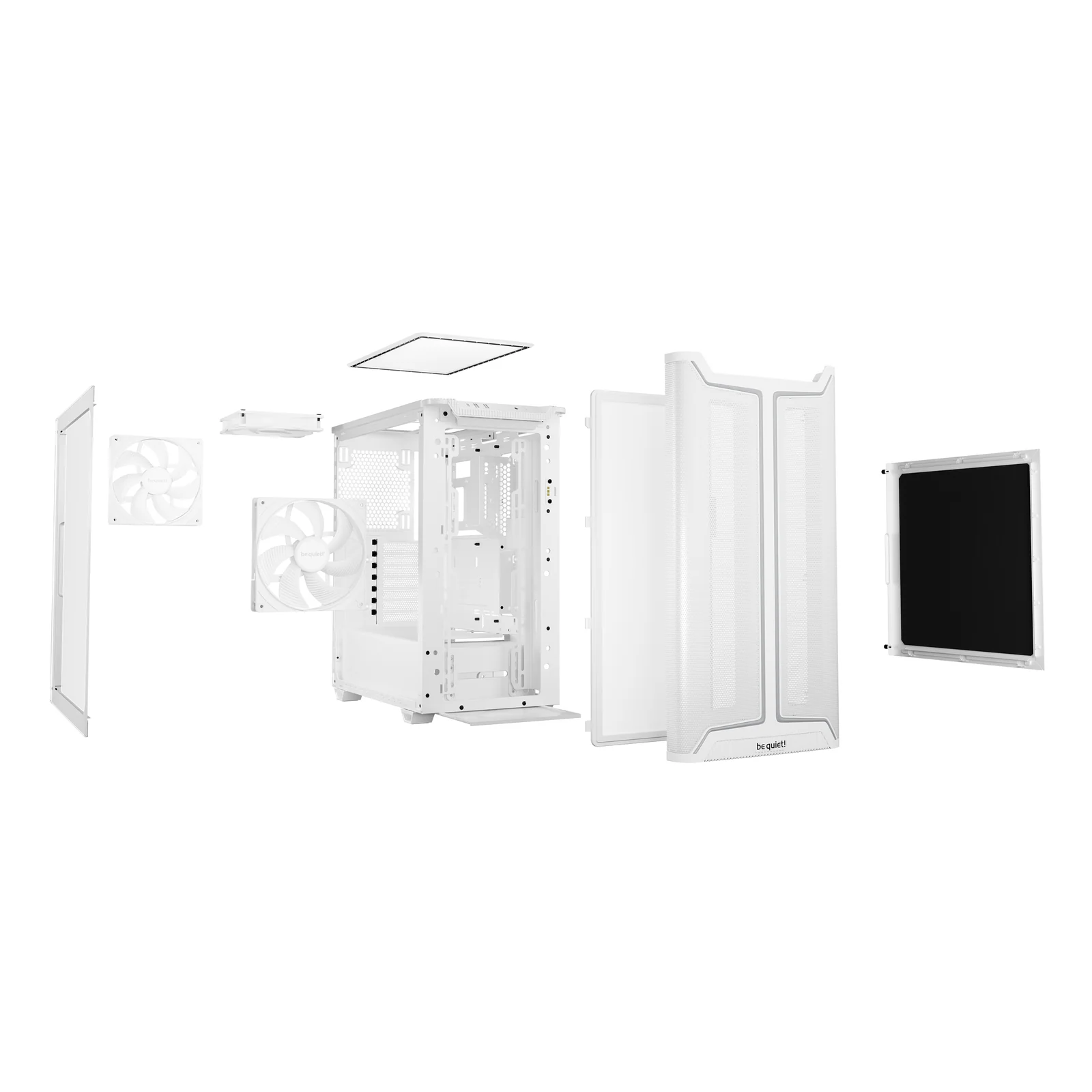 be quiet! Pure Base 501 Blanc | Boîtier PC vitré, Mini ATX / Micro ATX / ATX, 3 ventilateurs Pure Wings 3 140 mm PWM, bande ARGB