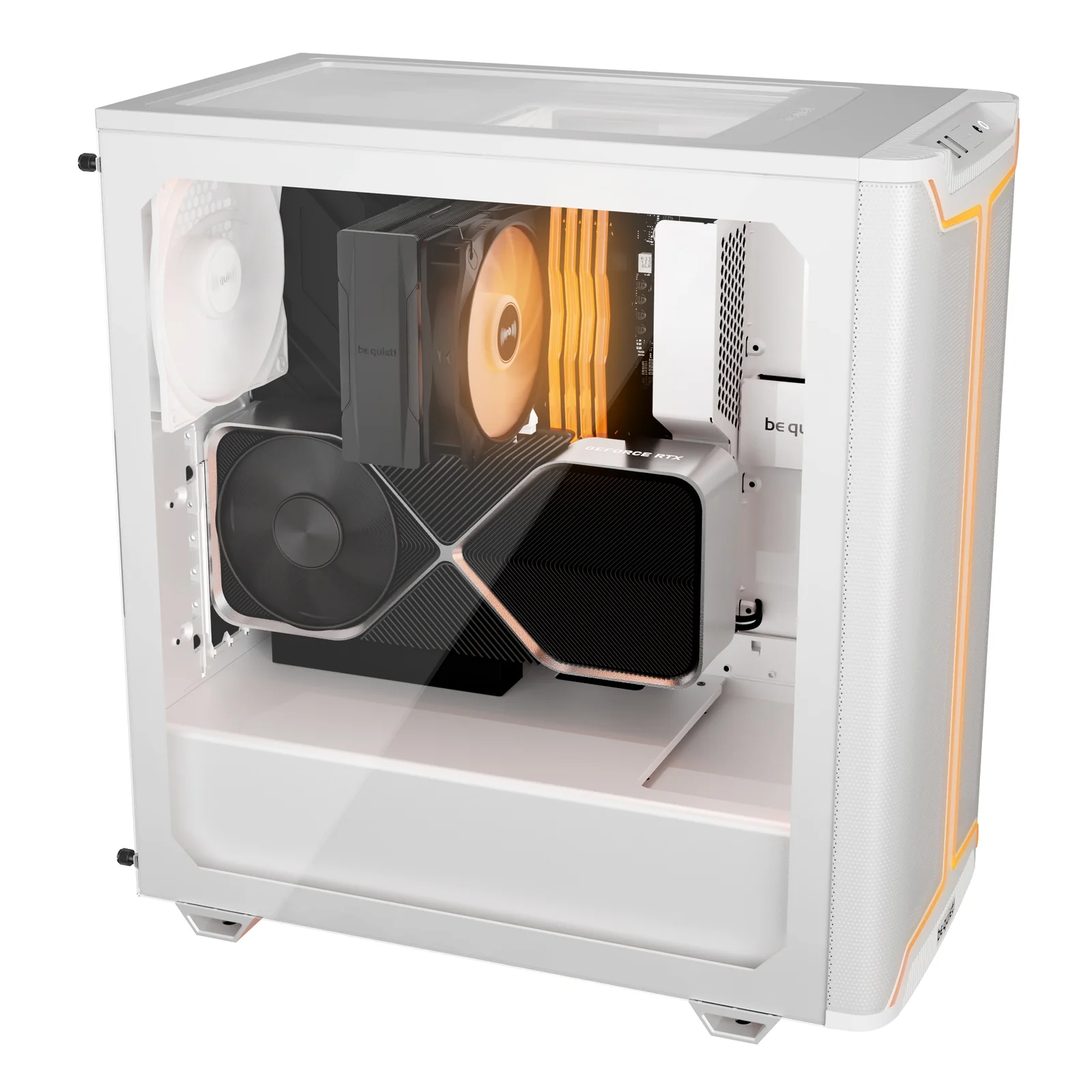 be quiet! Pure Base 501 Blanc | Boîtier PC vitré, Mini ATX / Micro ATX / ATX, 3 ventilateurs Pure Wings 3 140 mm PWM, bande ARGB