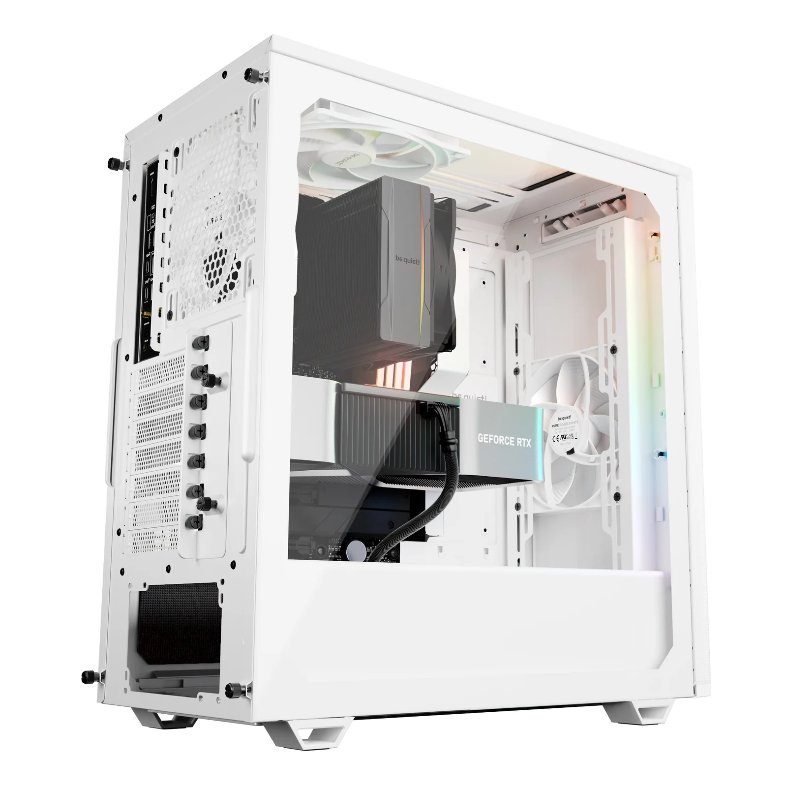 be quiet! Pure Base 501 Blanc | Boîtier PC vitré, Mini ATX / Micro ATX / ATX, 3 ventilateurs Pure Wings 3 140 mm PWM, bande ARGB