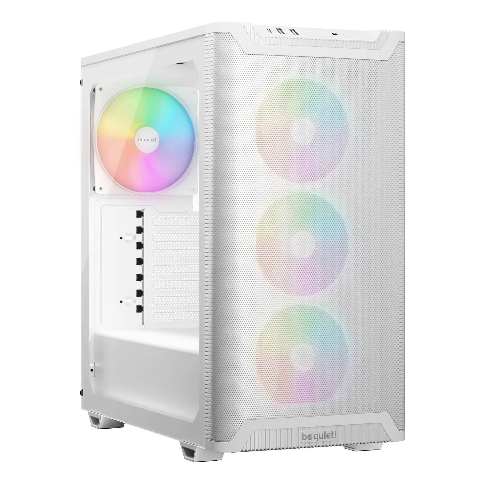 be quiet! Pure Base 501 Blanc | Boîtier PC vitré, Mini ATX / Micro ATX / ATX, 4 ventilateurs Light Wings LX PWM, ARGB