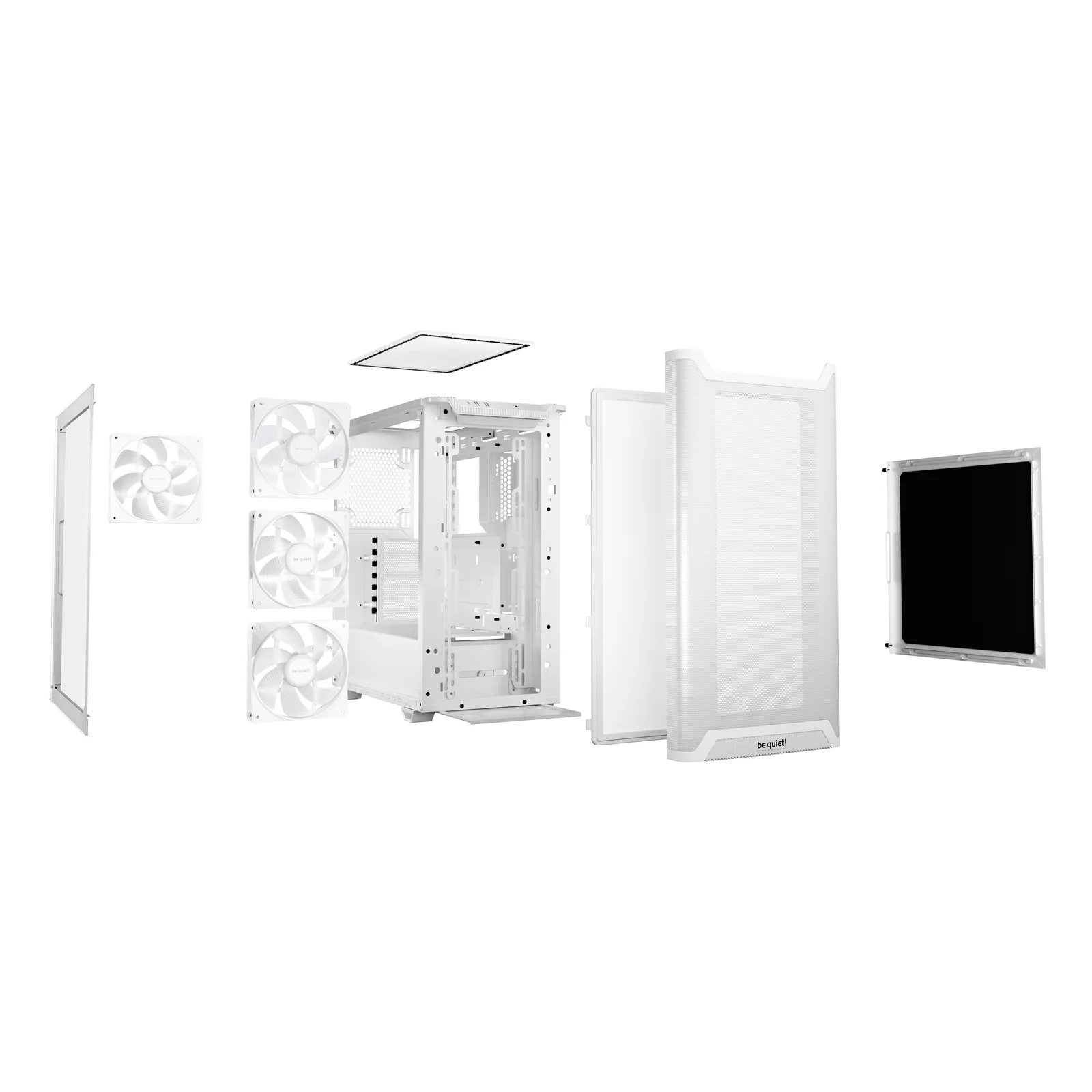 be quiet! Pure Base 501 Blanc | Boîtier PC vitré, Mini ATX / Micro ATX / ATX, 4 ventilateurs Light Wings LX PWM, ARGB