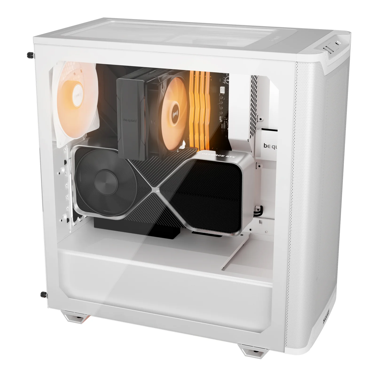be quiet! Pure Base 501 Blanc | Boîtier PC vitré, Mini ATX / Micro ATX / ATX, 4 ventilateurs Light Wings LX PWM, ARGB