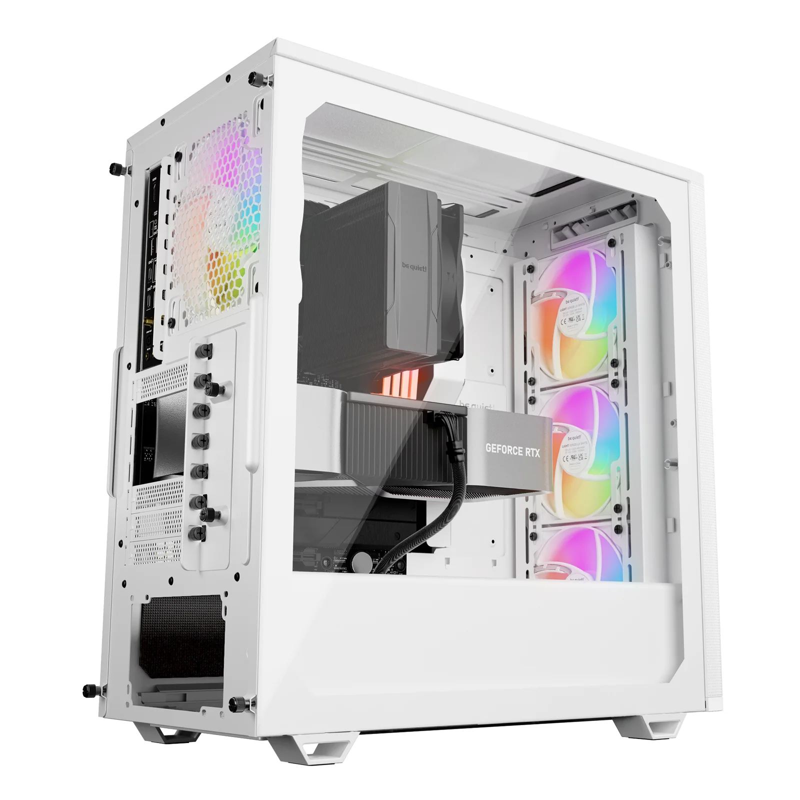 be quiet! Pure Base 501 Blanc | Boîtier PC vitré, Mini ATX / Micro ATX / ATX, 4 ventilateurs Light Wings LX PWM, ARGB