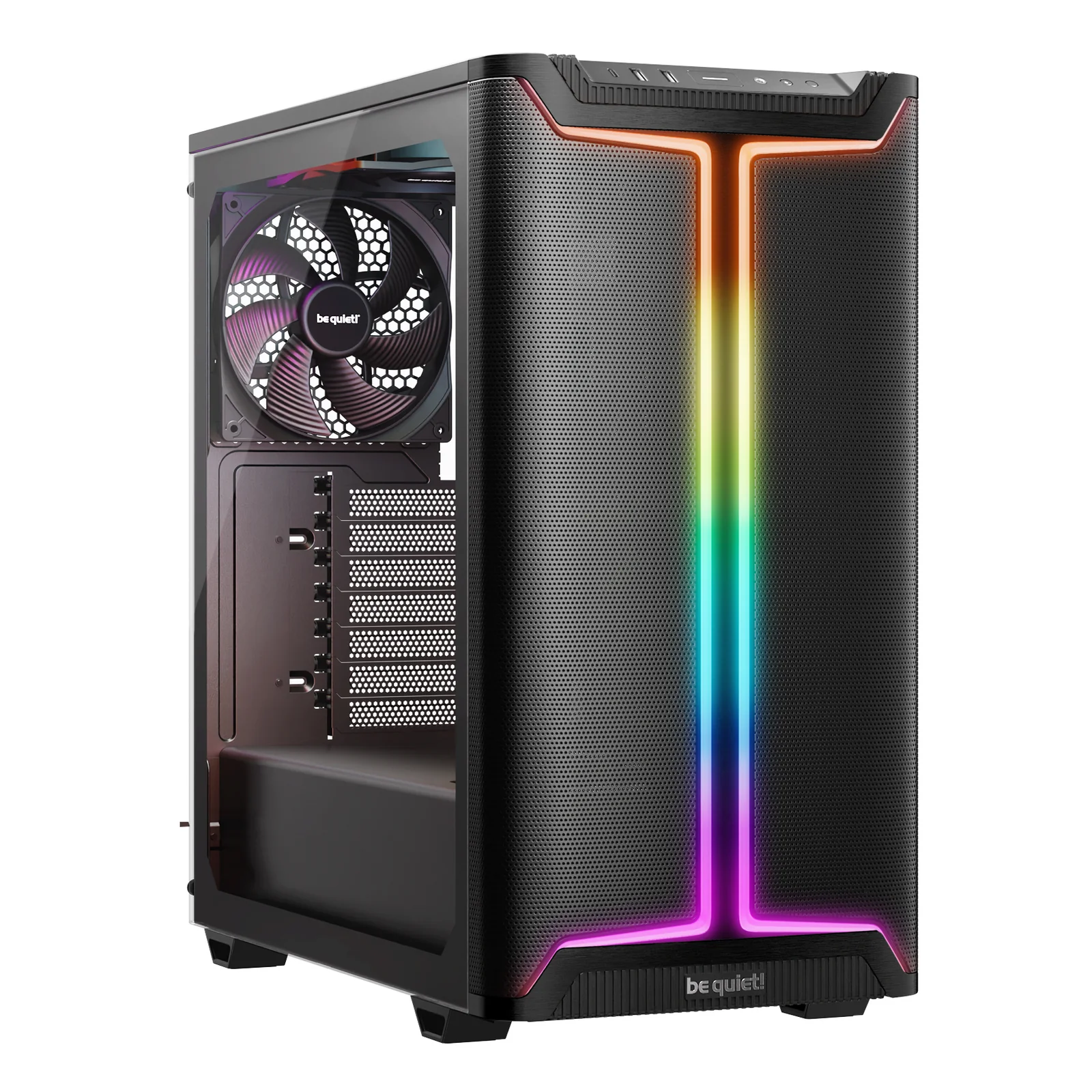 Pure Base 501 Noir | Boîtier PC vitré, Mini ATX / Micro ATX / ATX, 3 ventilateurs Pure Wings 3 140 mm PWM, bande ARGB