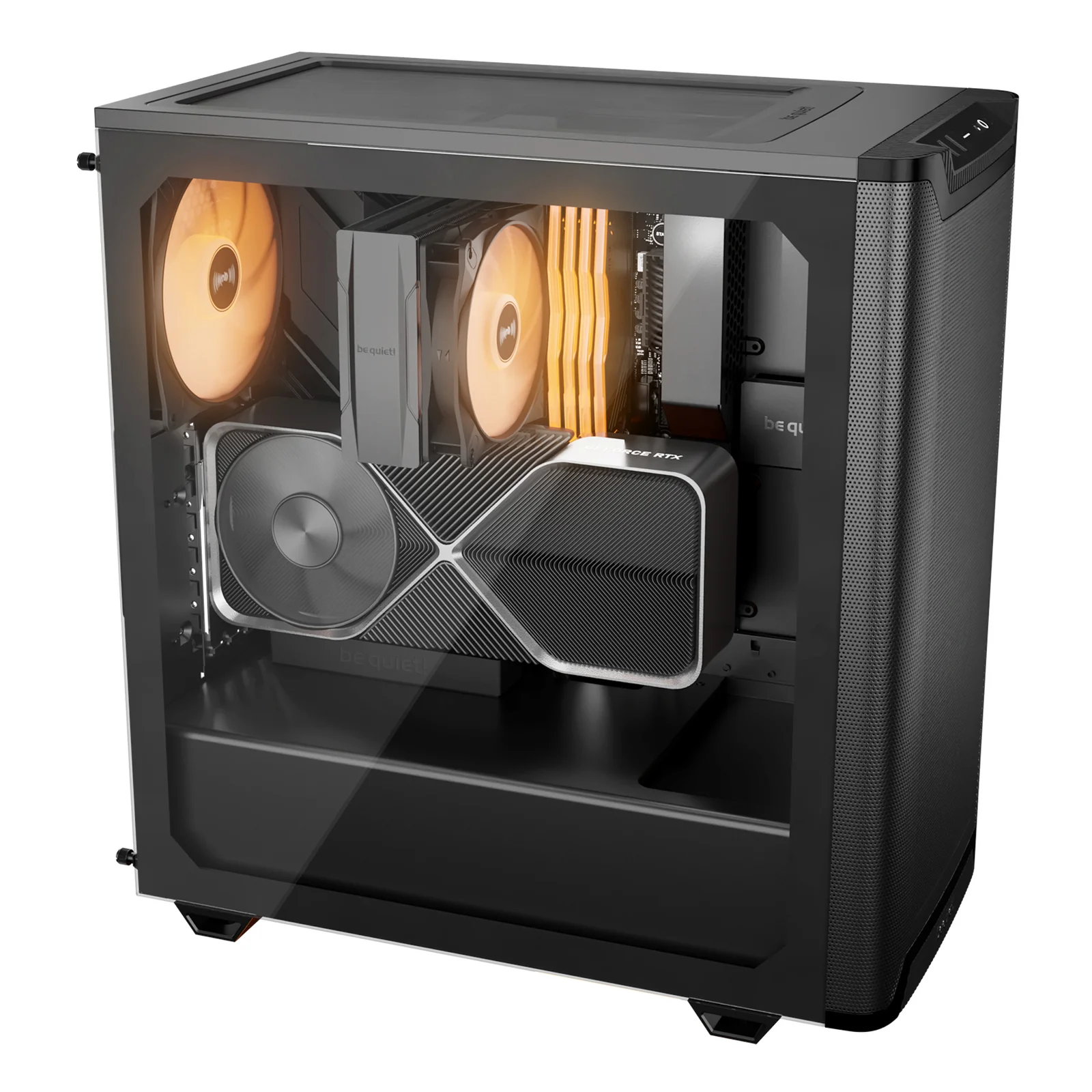be quiet! Pure Base 501 Noir | Boîtier PC vitré, Mini ATX / Micro ATX / ATX, 3 ventilateurs Pure Wings 3 140 mm PWM, bande ARGB