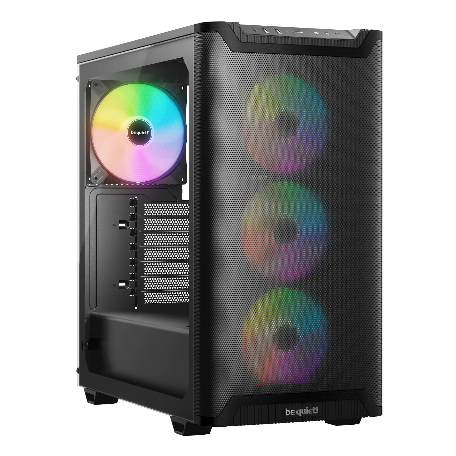 Pure Base 501 Noir | Boîtier PC vitré, Mini ATX / Micro ATX / ATX, 4 ventilateurs Light Wings LX PWM, ARGB