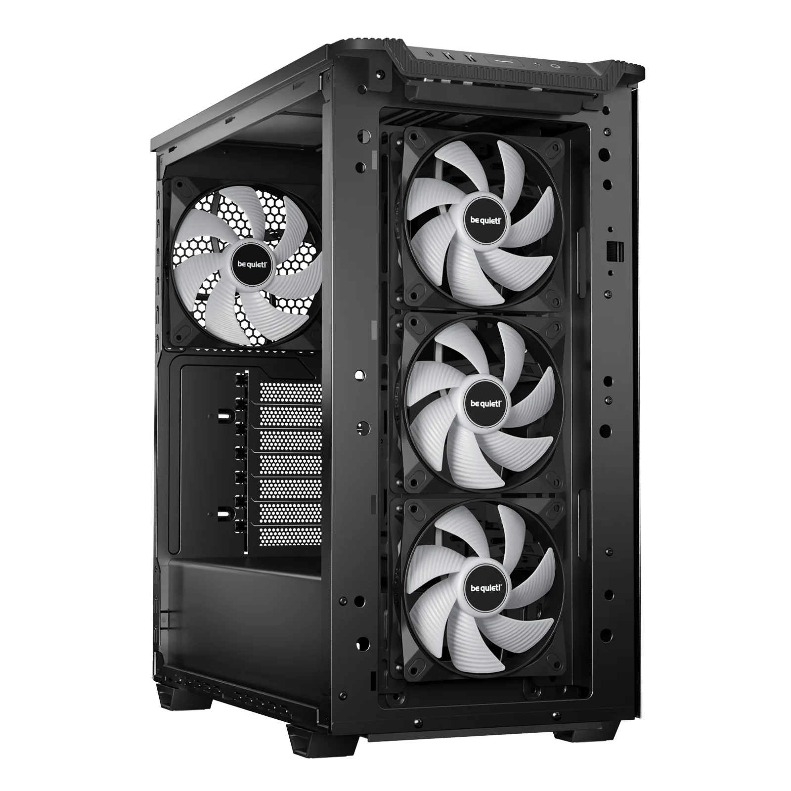 be quiet! Pure Base 501 Noir | Boîtier PC vitré, Mini ATX / Micro ATX / ATX, 4 ventilateurs Light Wings LX PWM, ARGB