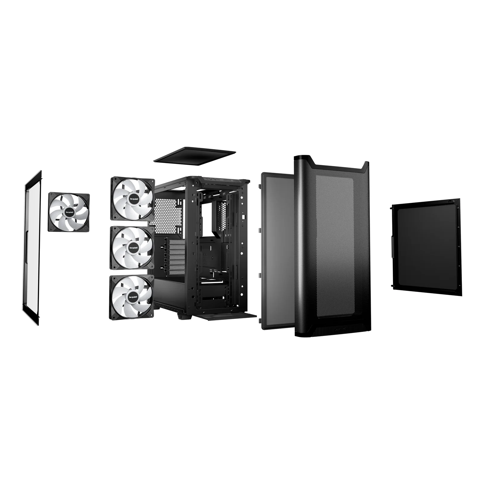 be quiet! Pure Base 501 Noir | Boîtier PC vitré, Mini ATX / Micro ATX / ATX, 4 ventilateurs Light Wings LX PWM, ARGB