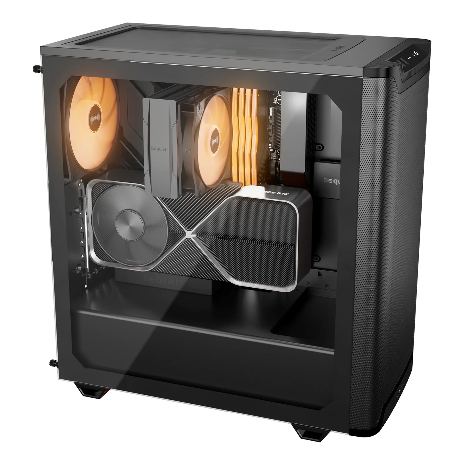 be quiet! Pure Base 501 Noir | Boîtier PC vitré, Mini ATX / Micro ATX / ATX, 4 ventilateurs Light Wings LX PWM, ARGB