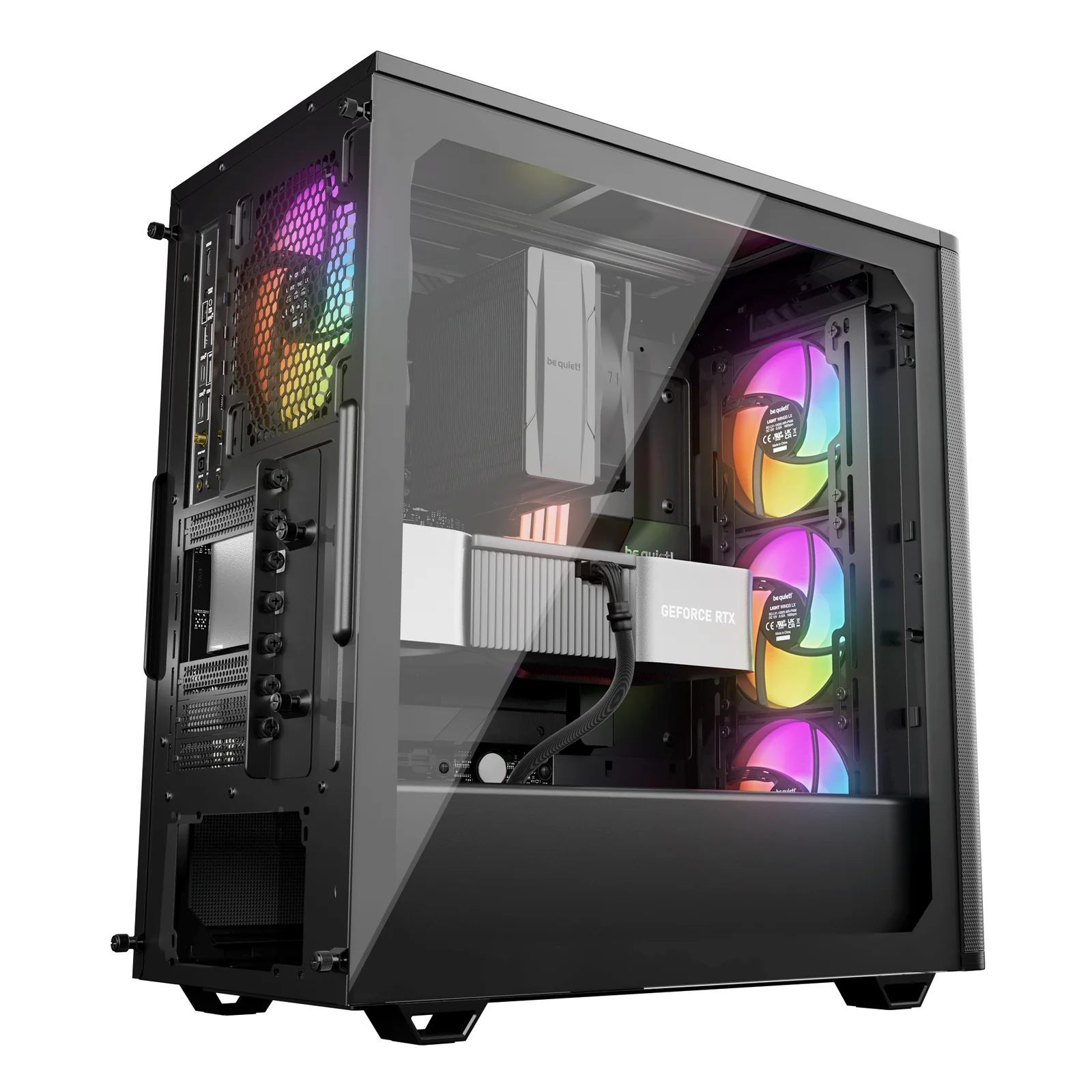 be quiet! Pure Base 501 Noir | Boîtier PC vitré, Mini ATX / Micro ATX / ATX, 4 ventilateurs Light Wings LX PWM, ARGB