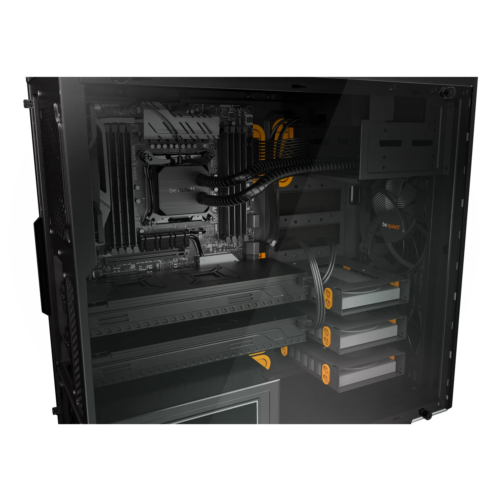 be quiet! Pure Base 600 Orange | Boîtier PC vitré, Mini ITX / Micro ATX / ATX,1 ventilateur Pure Wings 2 120 mm, 1 ventilateur Pure Wings 2 140 mm