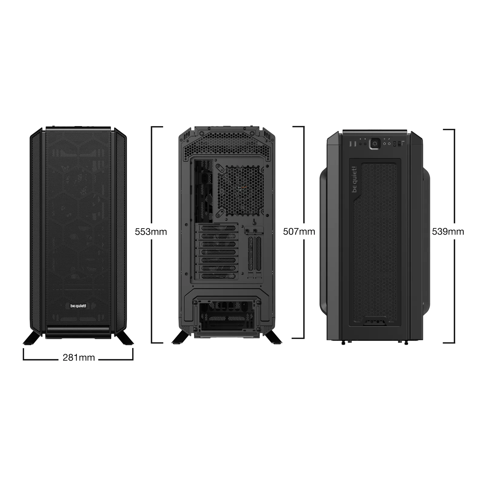 be quiet! Silent Base 802 Noir | Boîtier PC ARGB vitré, Mini ITX / Micro ATX / ATX / E-ATX, 3 ventilateurs Pure Wings 140 mm