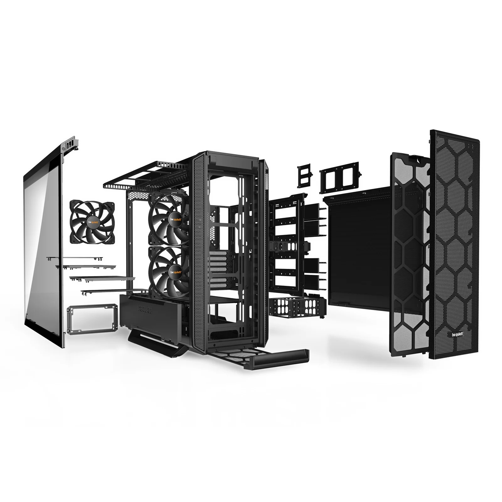 be quiet! Silent Base 802 Noir | Boîtier PC ARGB vitré, Mini ITX / Micro ATX / ATX / E-ATX, 3 ventilateurs Pure Wings 140 mm