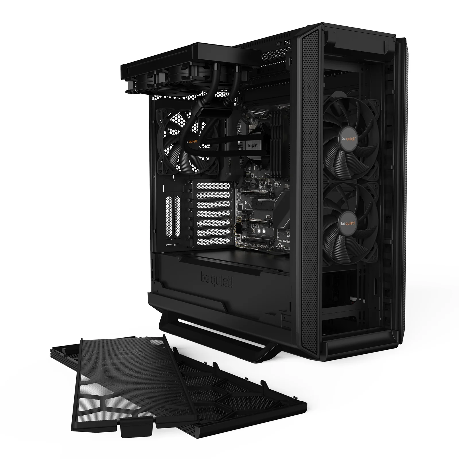 be quiet! Silent Base 802 Noir | Boîtier PC ARGB vitré, Mini ITX / Micro ATX / ATX / E-ATX, 3 ventilateurs Pure Wings 140 mm