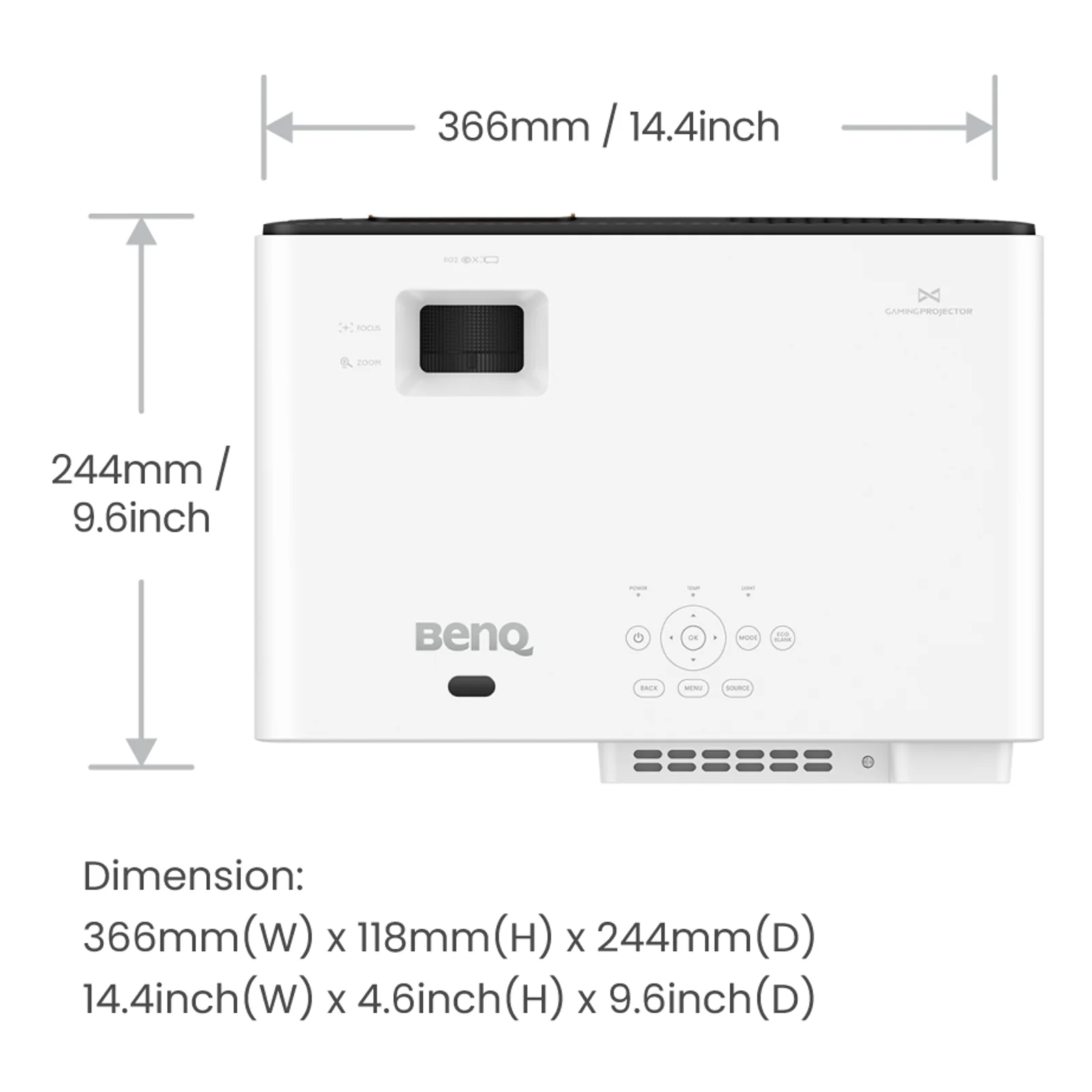BenQ X500i Projecteur à focale courte 2200 ANSI lumens DLP UHD 4K (3840x2160) Noir, Blanc
