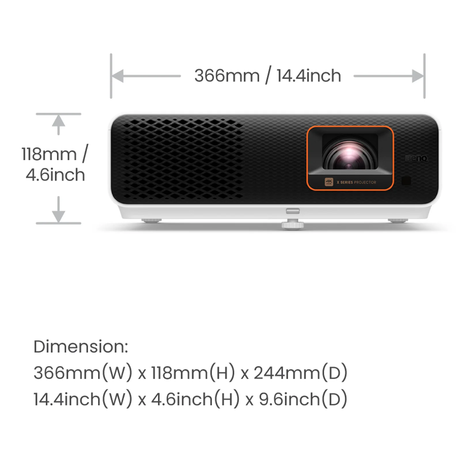 BenQ X500i Projecteur à focale courte 2200 ANSI lumens DLP UHD 4K (3840x2160) Noir, Blanc