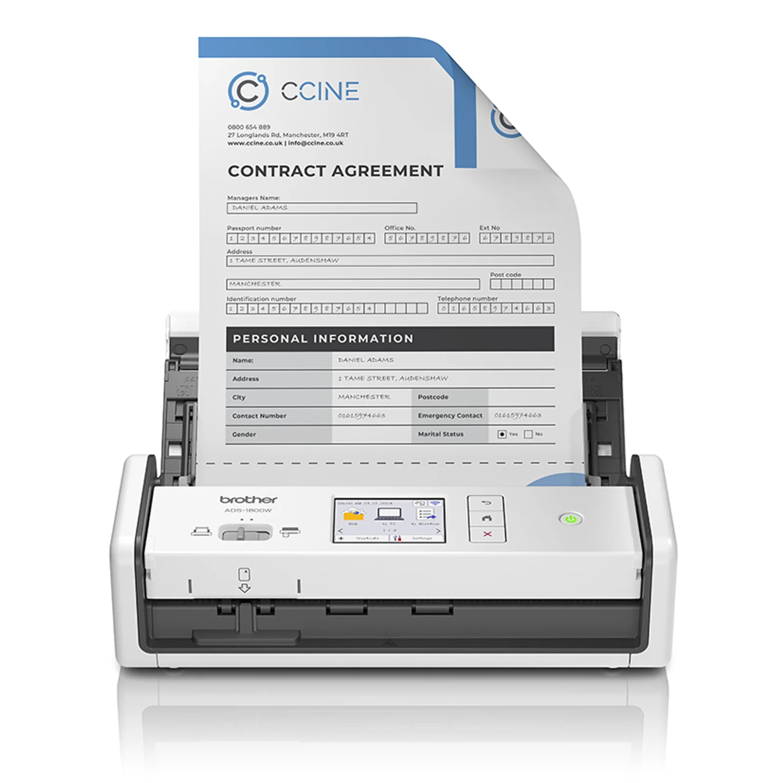 ADS-1800W scanner documents Wi-Fi compact