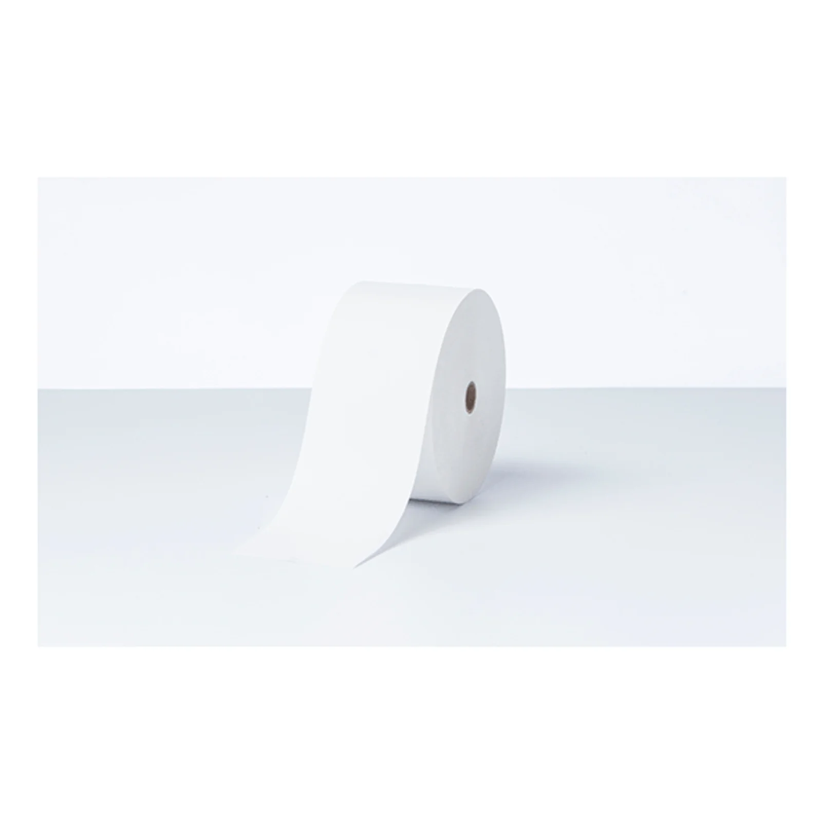 Rouleau de papier blanc dressé verticalement avec amorce déroulée