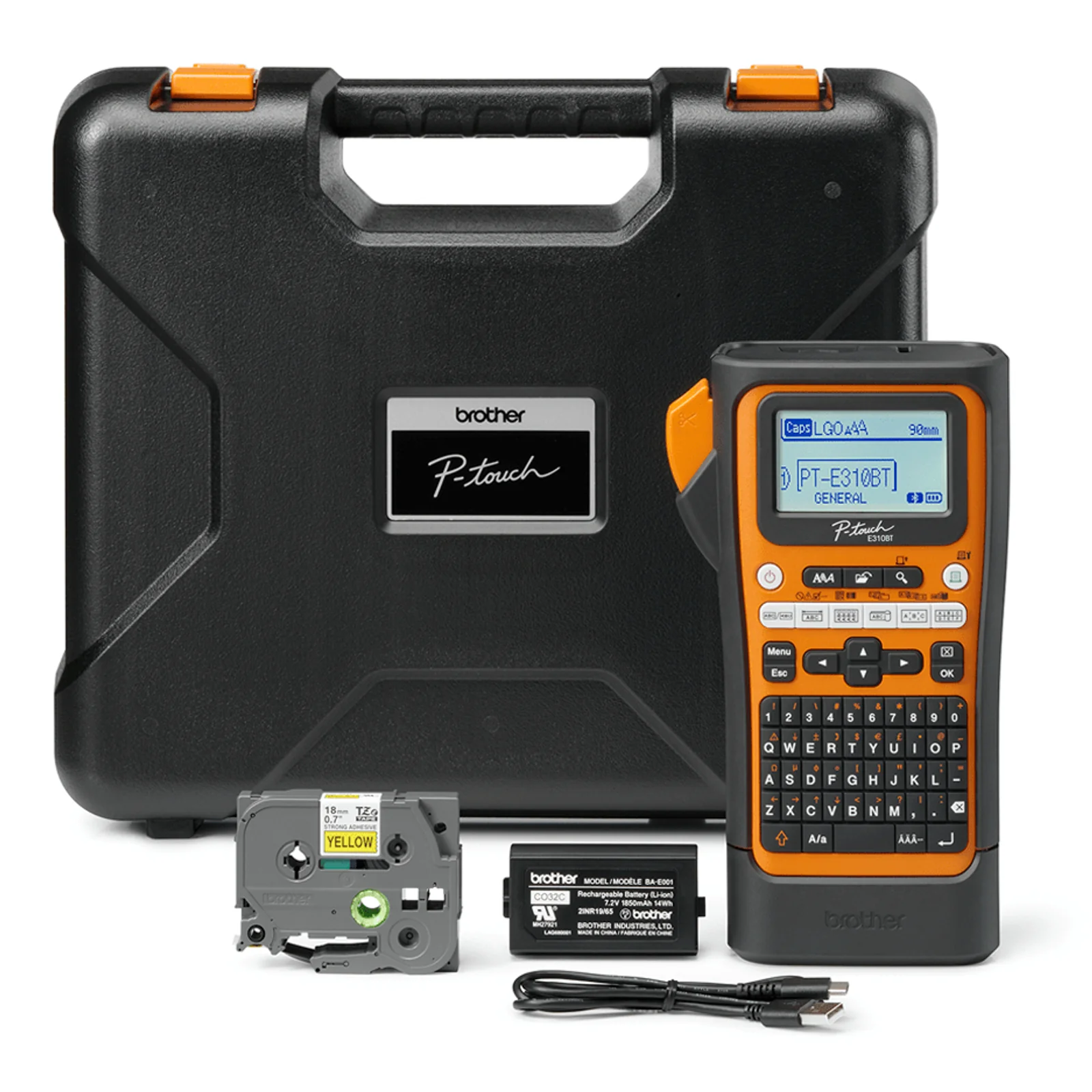 Brother PT-E310BTVP imprimante pour étiquettes Transfert thermique 180 x 180 DPI 20 mm/sec Avec fil &sans fil HSE/TZe Bluetooth QWERTY