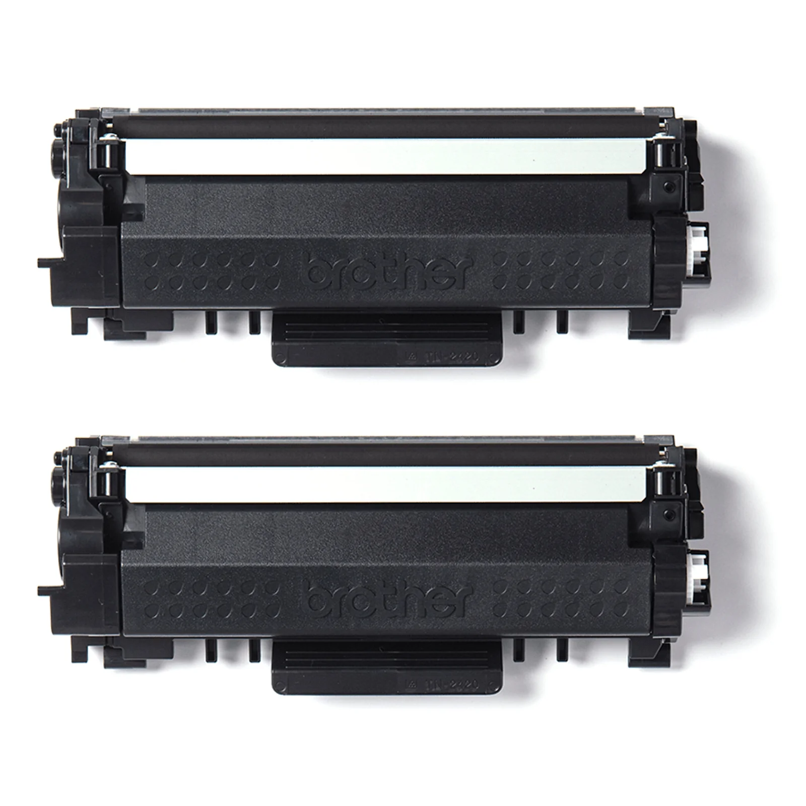 Deux cartouches de toner Brother TN-2420 noires alignées vues de face