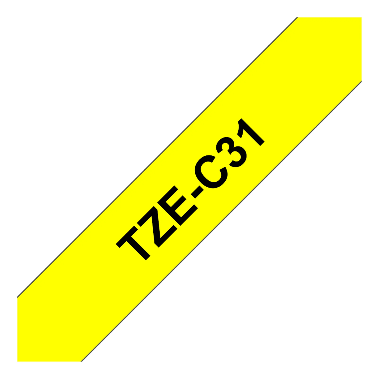TZe-C31 ruban laminé 12 mm noir sur jaune fluo