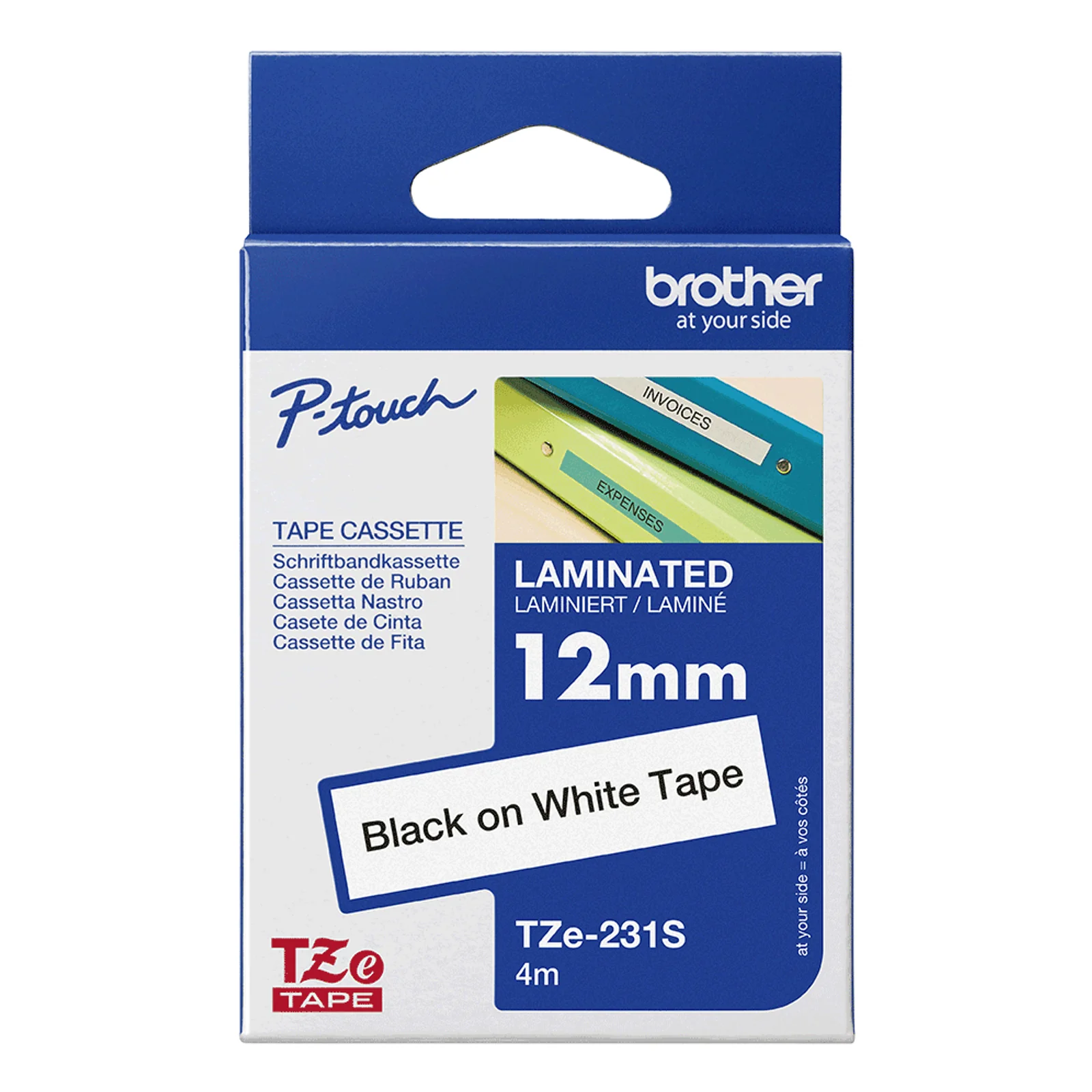 Brother TZE231S ruban d'étiquette Noir sur blanc TZe