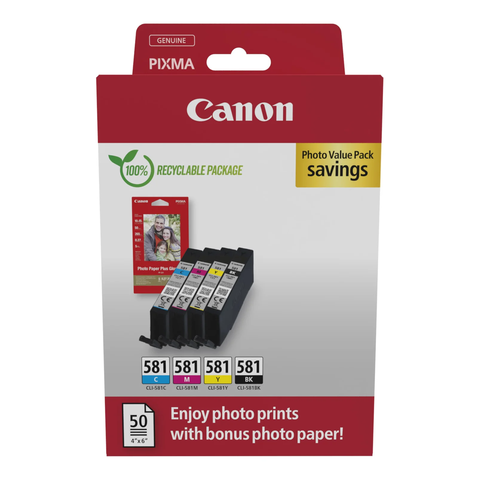 CLI-581 Photo Value Pack 4 cartouches Noir Cyan Magenta Jaune