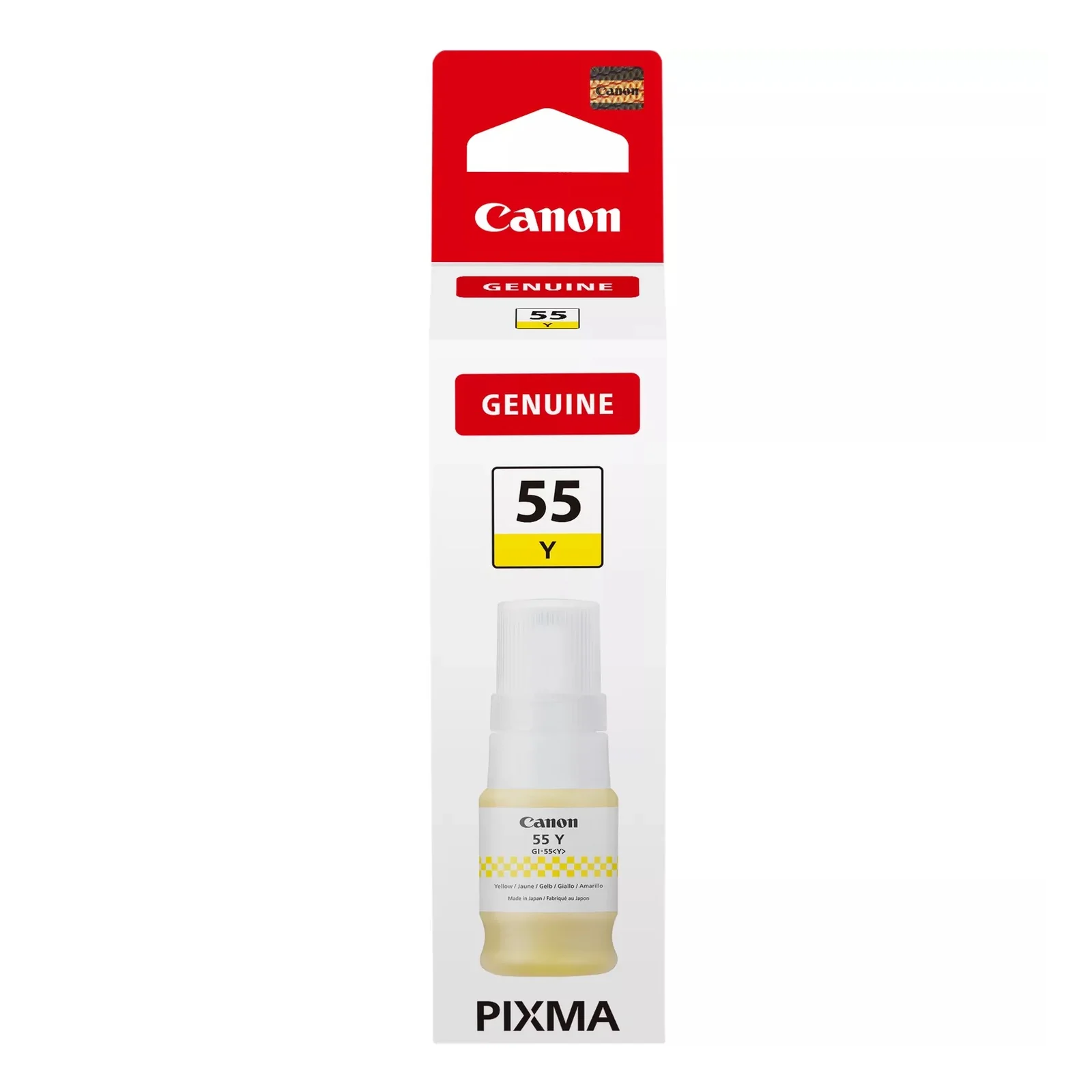 Boîte Canon GI-55 Y bouteille d'encre jaune originale 40 ml