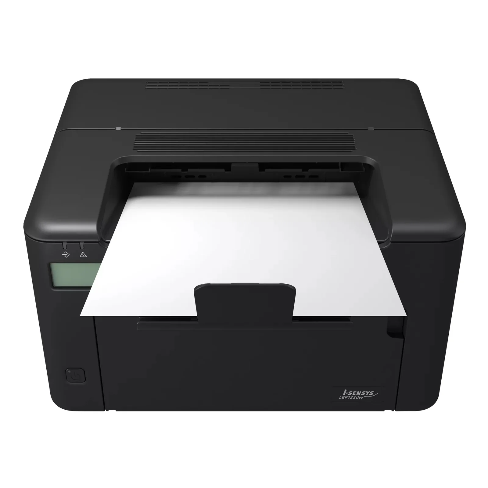 Canon LBP122dw vue dessus avec feuilles A4 imprimées en sortie sur le bac supérieur