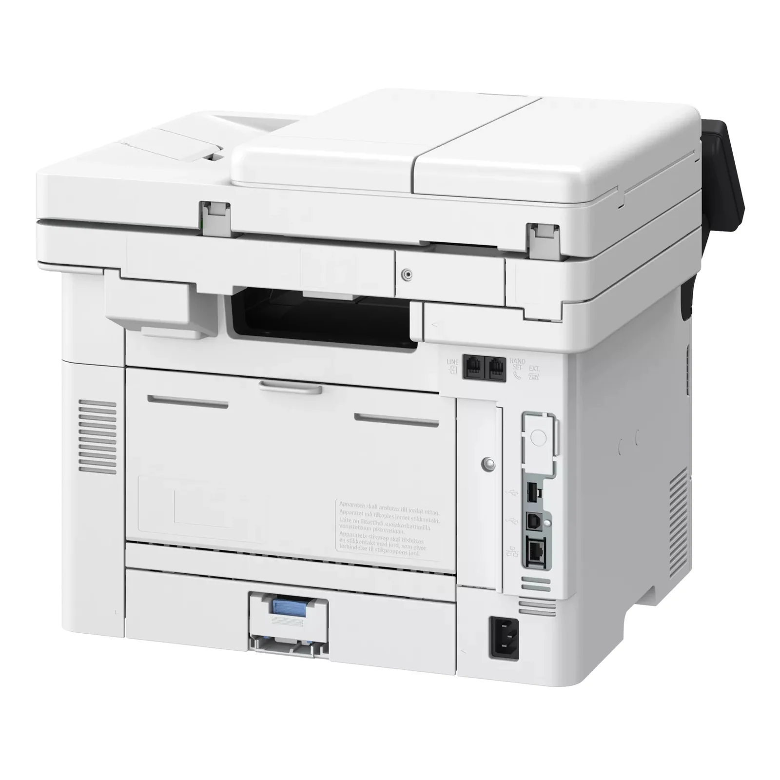 Canon MF461dw II vu de face avec un seul tiroir papier et écran tactile orienté vers l'utilisateur