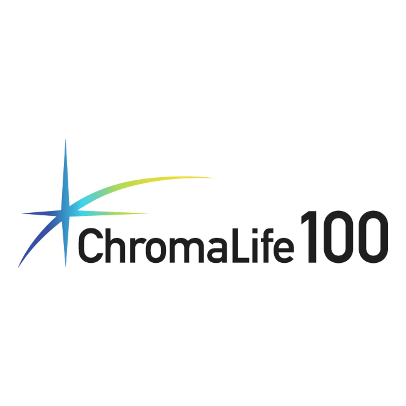 Logo ChromaLife 100 de Canon, étoile bleue et arc vert symbolisant la longévité des tirages photo