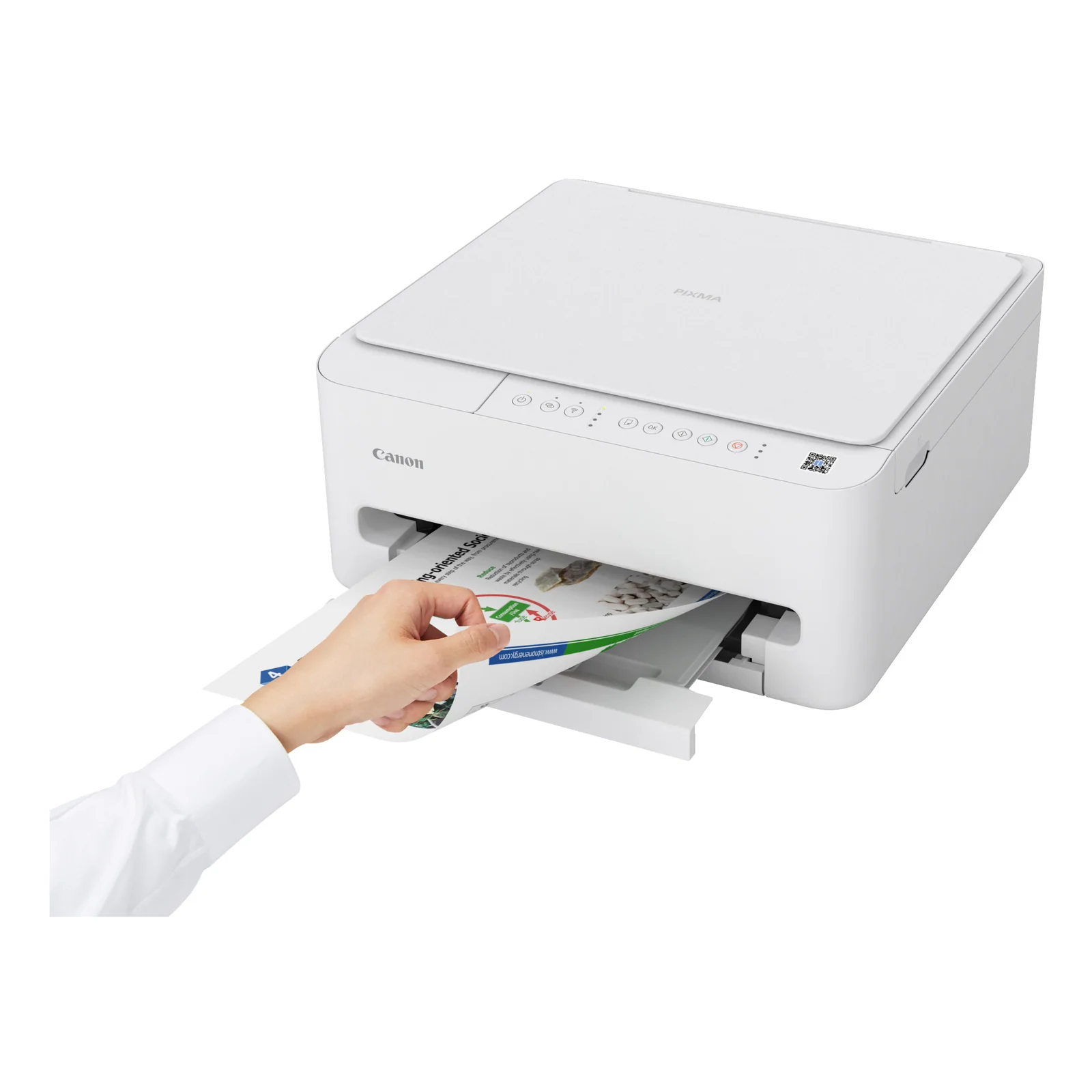 Main retirant un tirage couleur du bac de sortie du PIXMA TS4150i