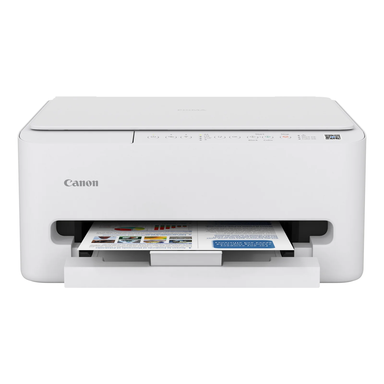 Canon PIXMA TS4150i en sortie d'un document infographique couleur A4