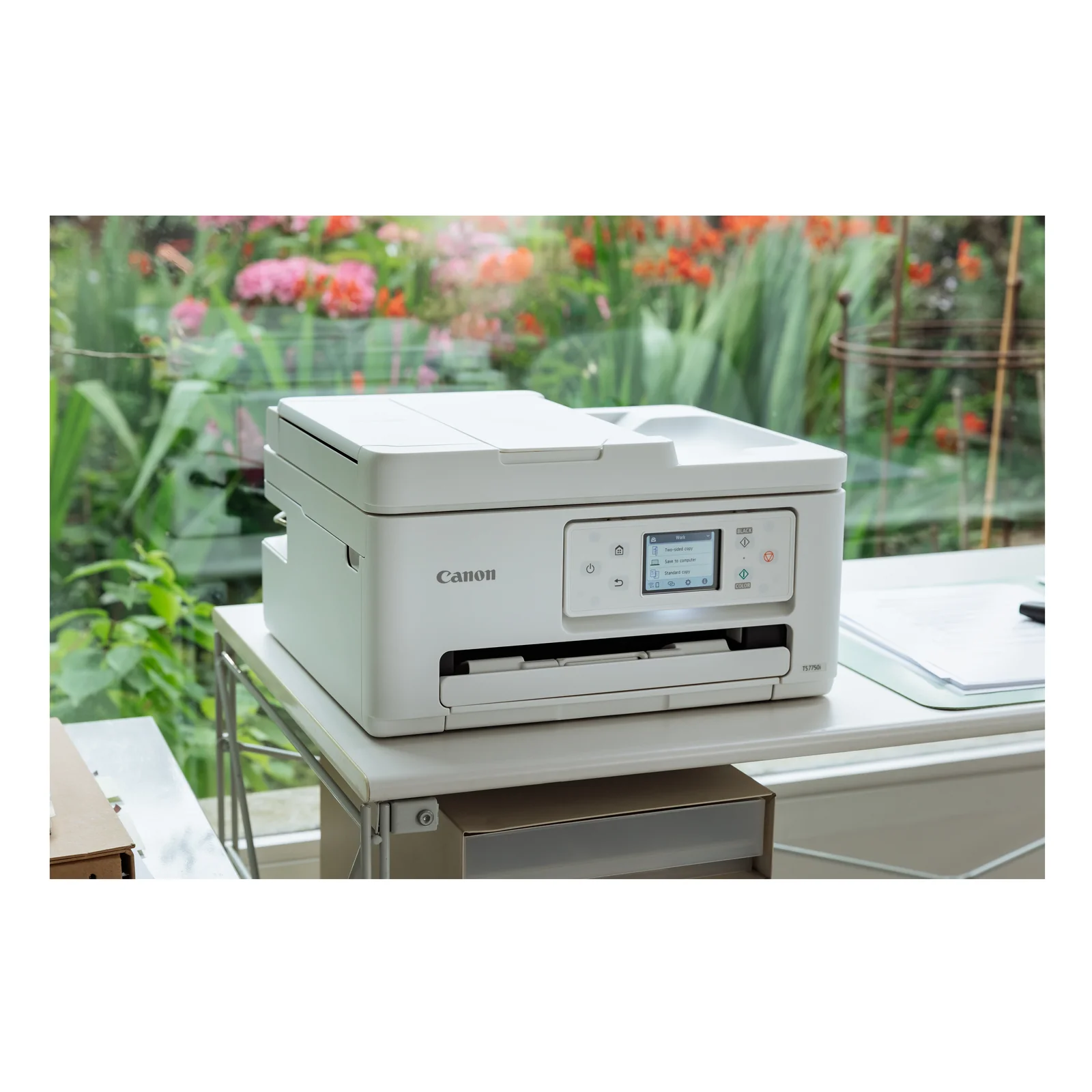 Imprimante Canon PIXMA TS7750i détail logo Canon en façade