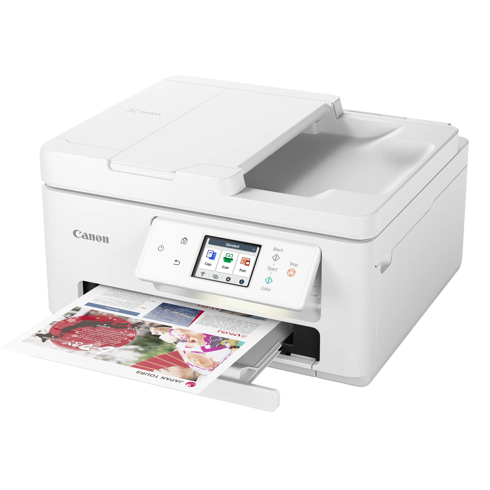 Imprimante Canon PIXMA TS7750i vue trois quarts couleur blanche