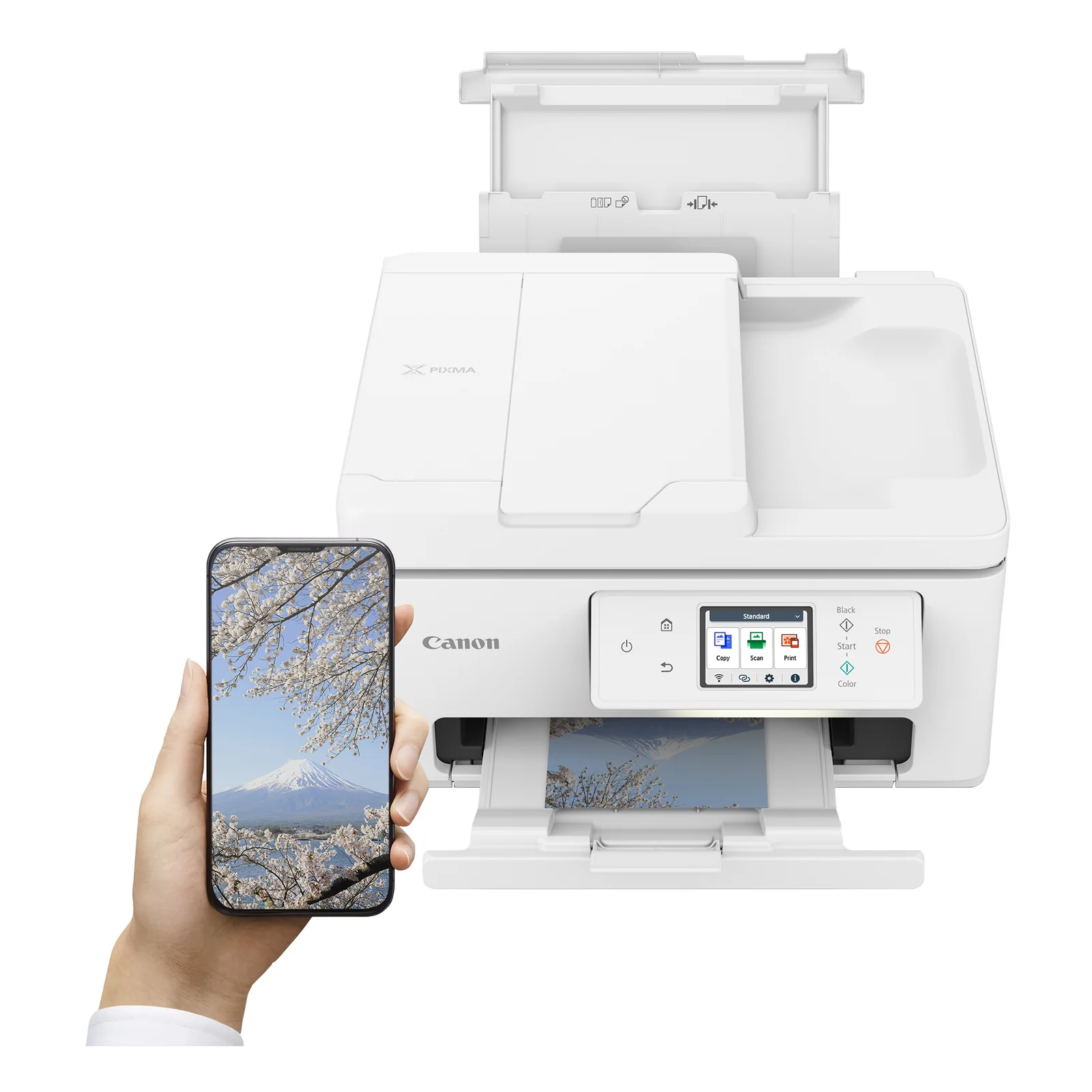 Imprimante Canon PIXMA TS7750i avec impression photo en cours