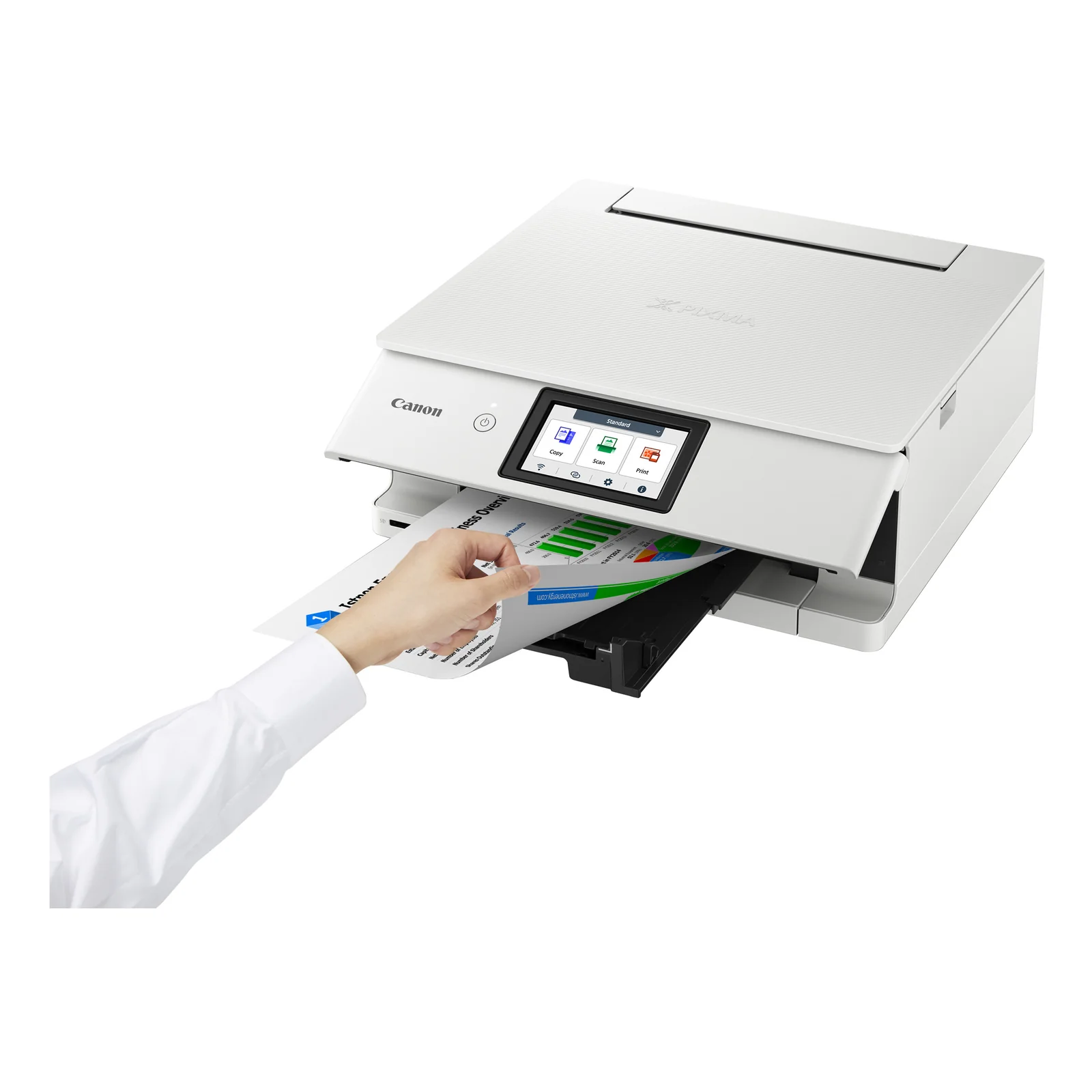 Smartphone scannant un QR code affiché sur l'écran de la PIXMA TS8751