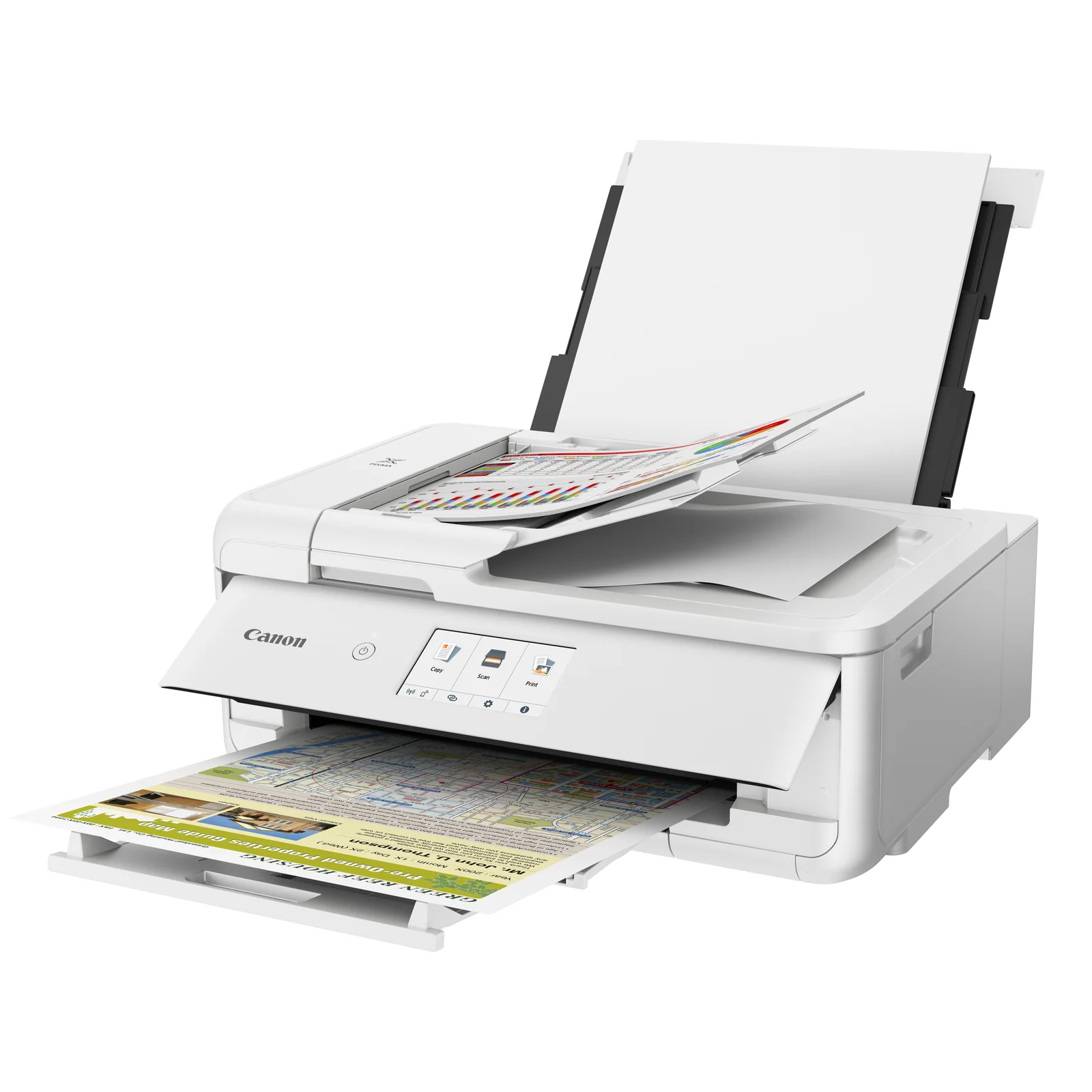 Multifonction Canon PIXMA TS9551Ca avec page couleur en cours de sortie
