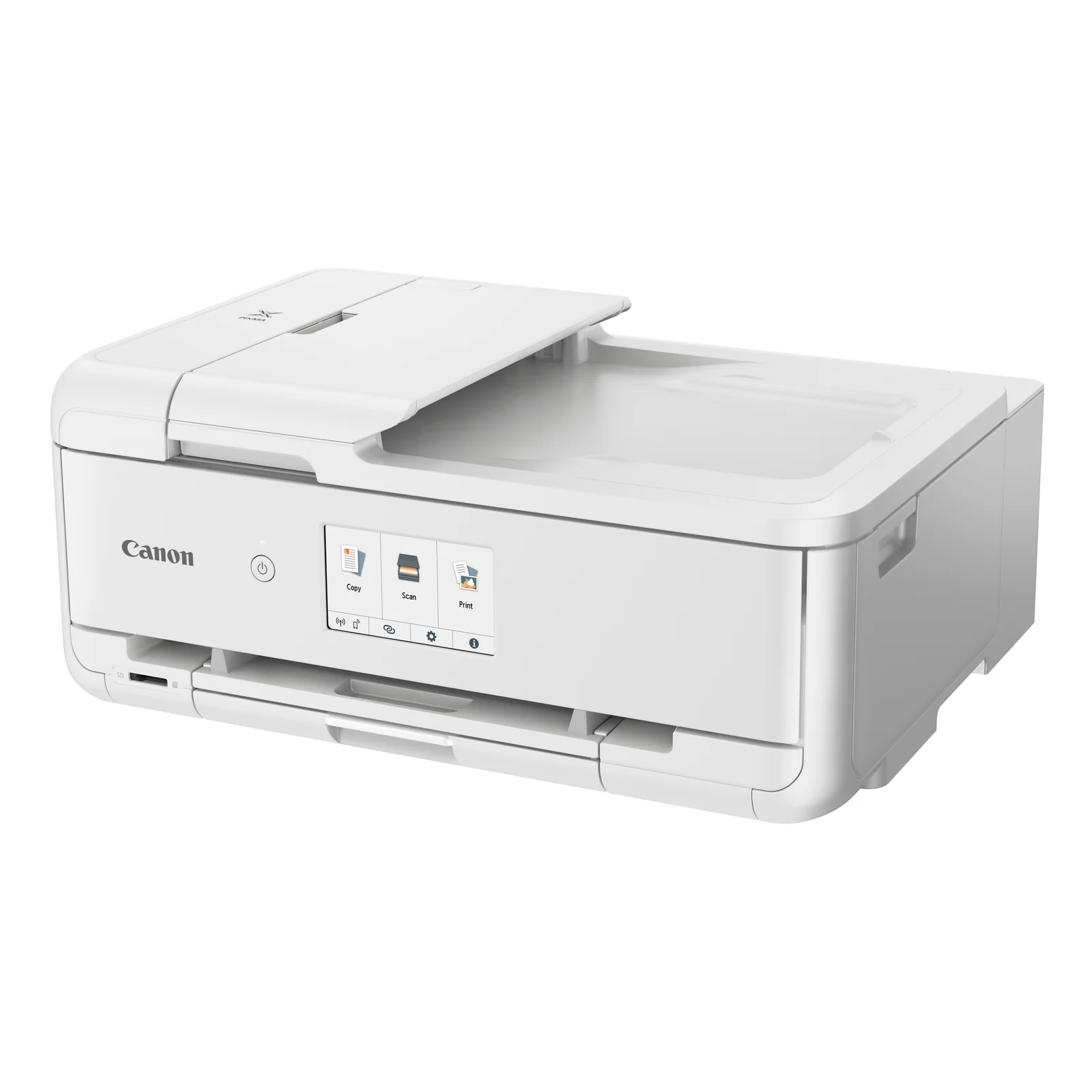 Canon PIXMA TS9551Ca de profil bacs repliés avec port SD visible