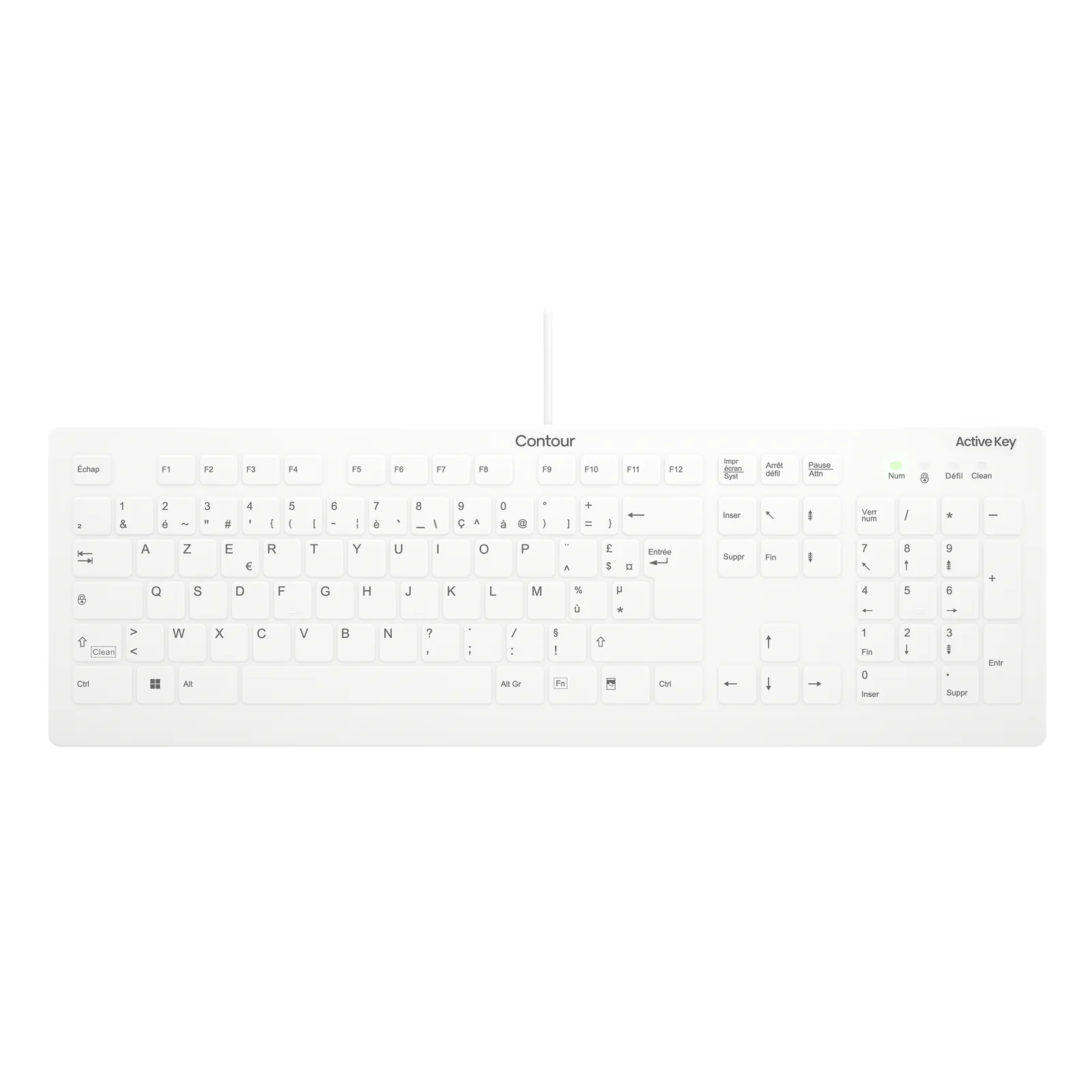 Contour Design Active Key Contour QuickClean Clavier Médical IP68 Full-Size Filaire Blanc C8112