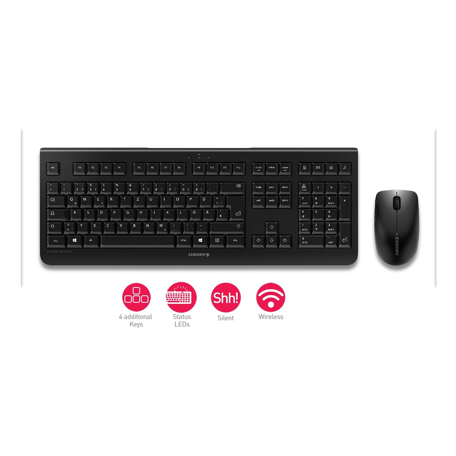 CHERRY DW 3000 clavier Souris incluse Maison RF sans fil Slovène Noir