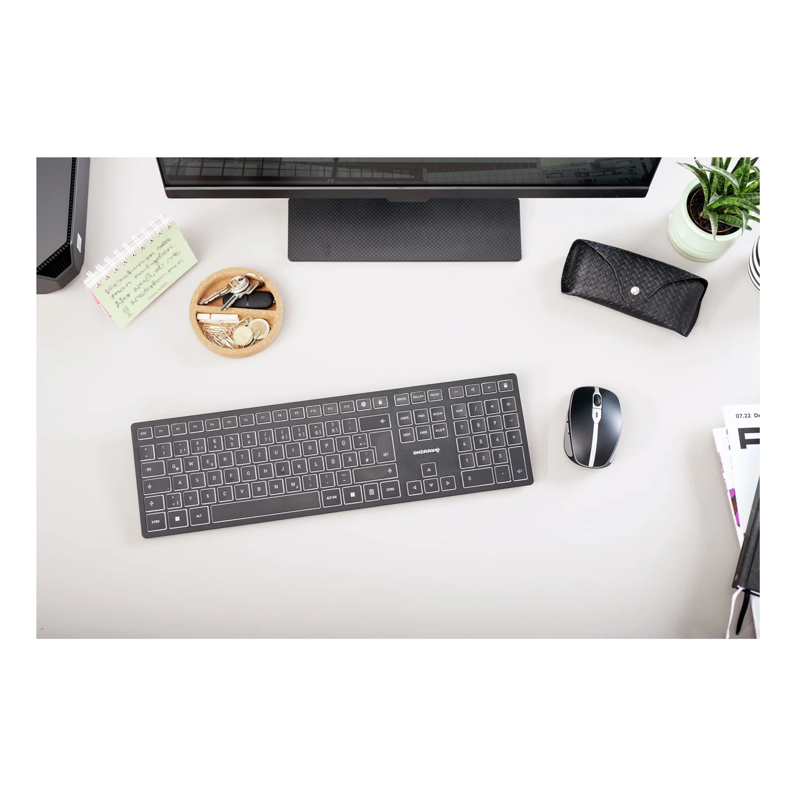 CHERRY KW 9100 SLIM clavier Universel RF sans fil + Bluetooth QWERTY Espagnole Noir