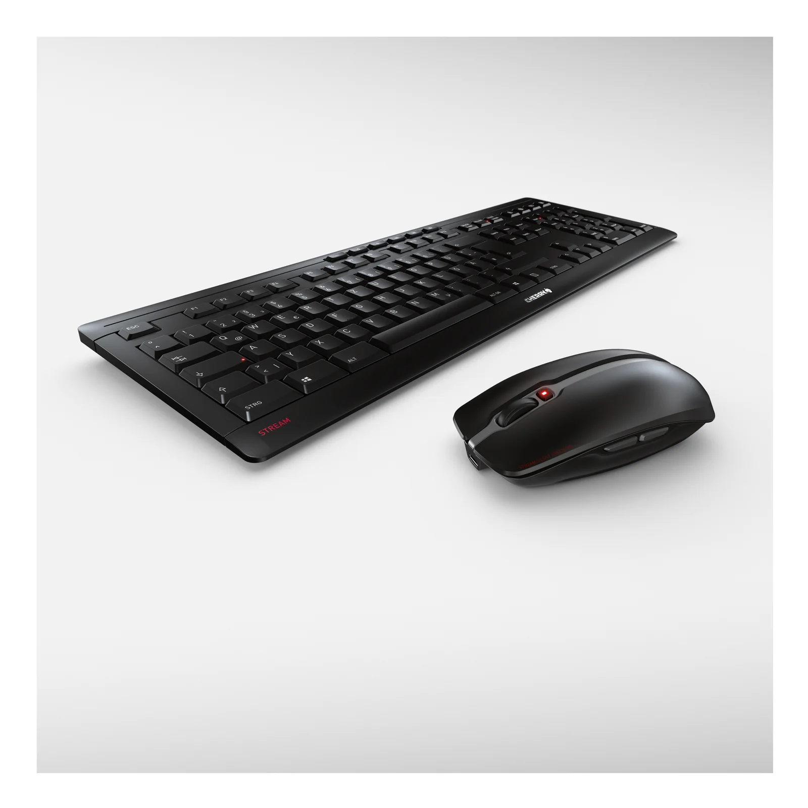 CHERRY Stream Desktop Recharge clavier Souris incluse Universel RF sans fil Noir