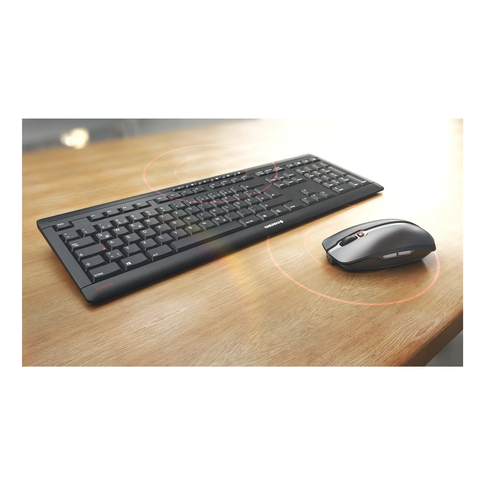 CHERRY Stream Desktop Recharge clavier Souris incluse Universel RF sans fil Noir