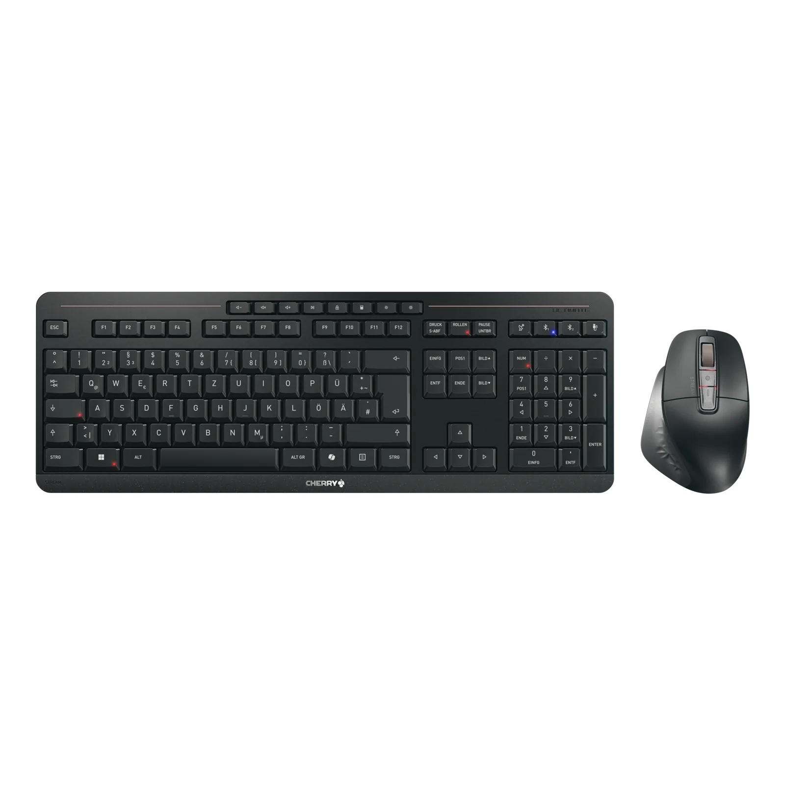 Stream desktop ultimate clavier Souris incluse maison/bureau USB + RF Wireless + Bluetooth QWERTZ Allemand Noir