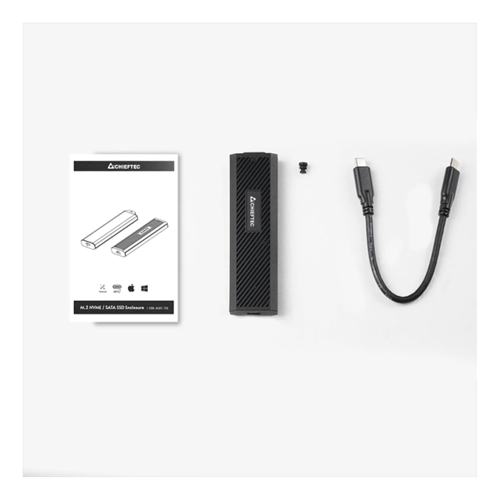 Chieftec CEB-M2C-TLE Boîtier de disques de stockage Enceinte ssd Noir M.2